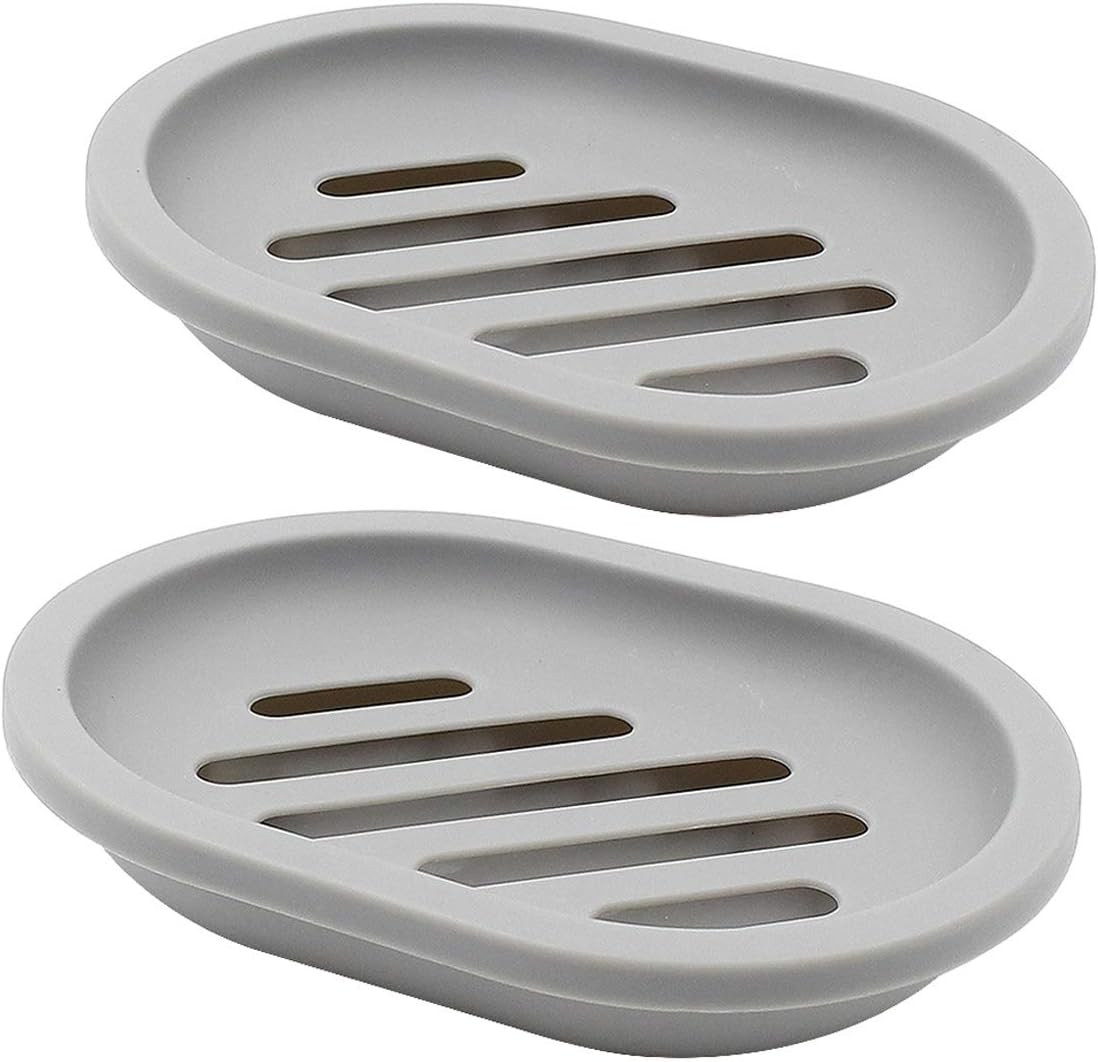 Topsky 2-Pack Soap Dish with Drain, Soap Holder & Saver, Easy Cleaning, Dry, Sto