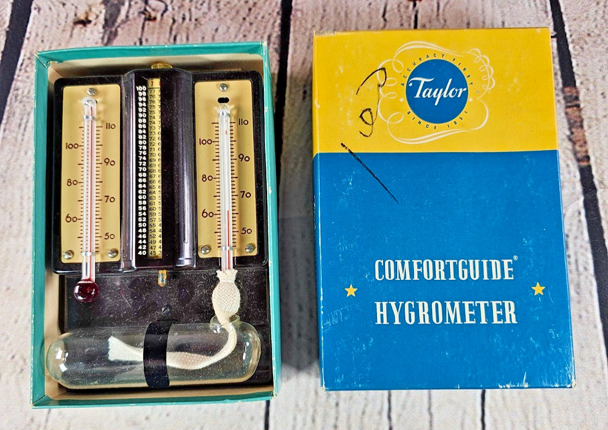 Vintage Taylor Comfortguide Hygrometer 5535 WORKING Near Mint Original Box
