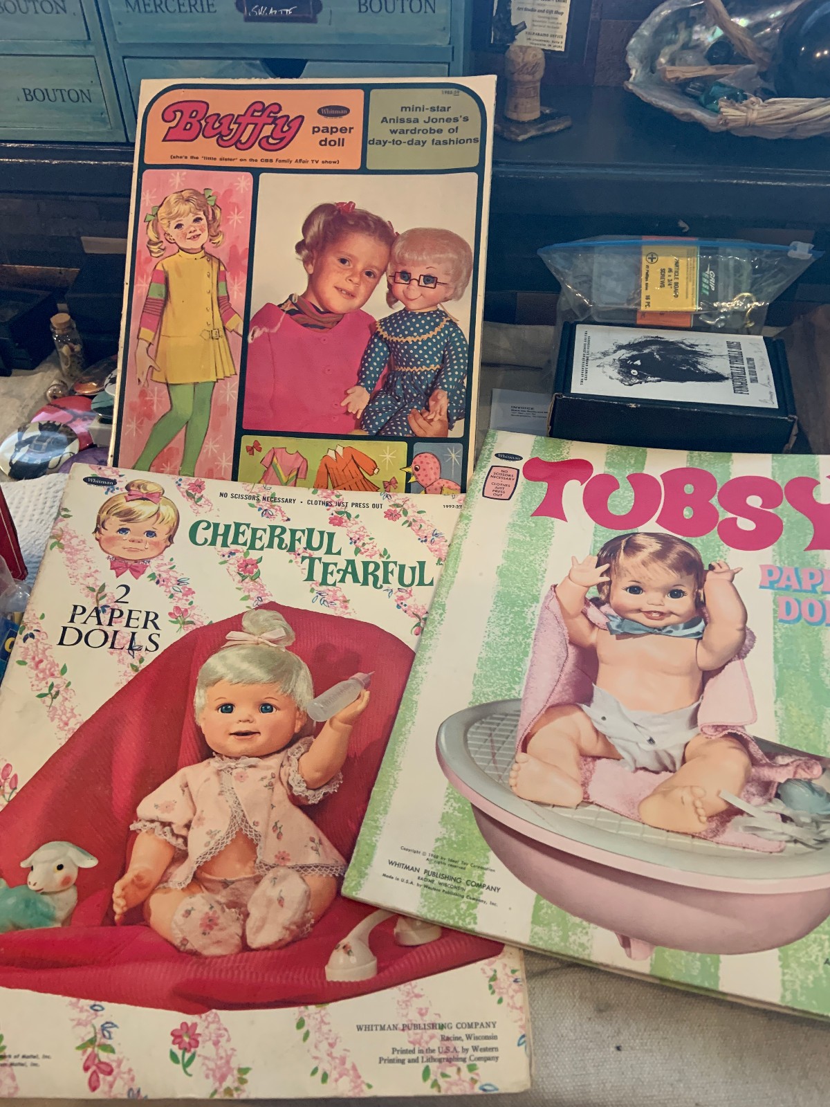 Lot of 3 Vintage Paperdoll Books - Buffy, Tubs, Cheerful Tearful