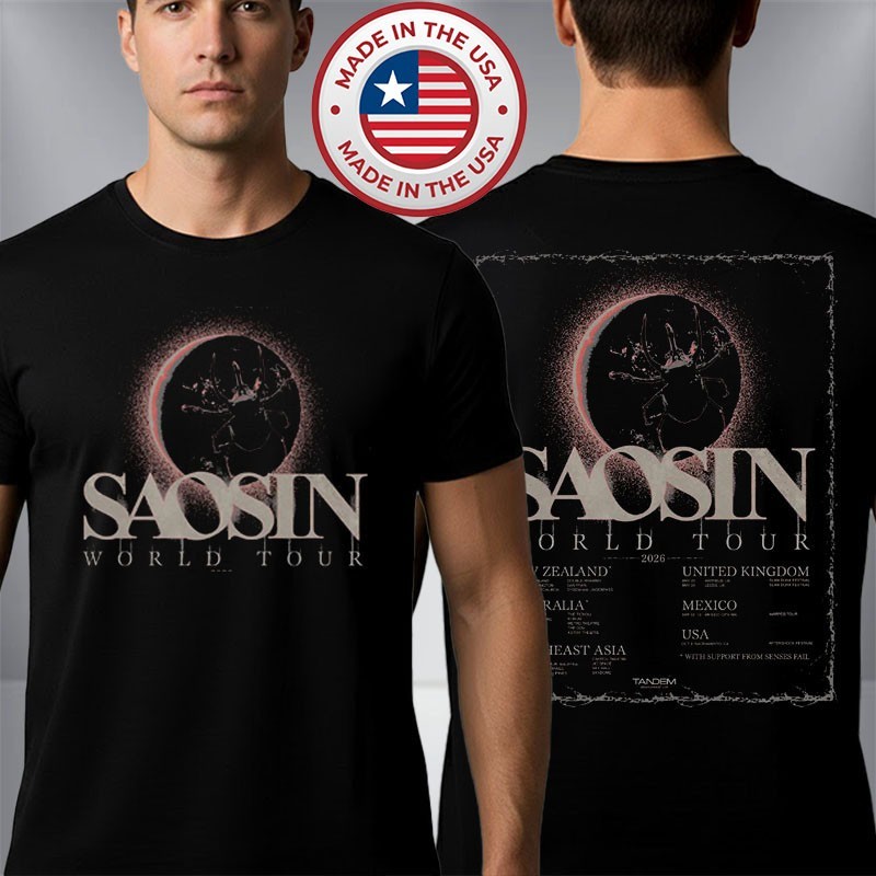 Saosin World Tour 2026 Schedule Tour Dates Unisex Double Sided T-Shirt