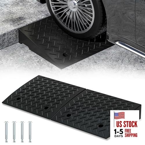  2 PCS Rubber Curb Ramps,5T Load Capacity Threshold Ramps for Loading 