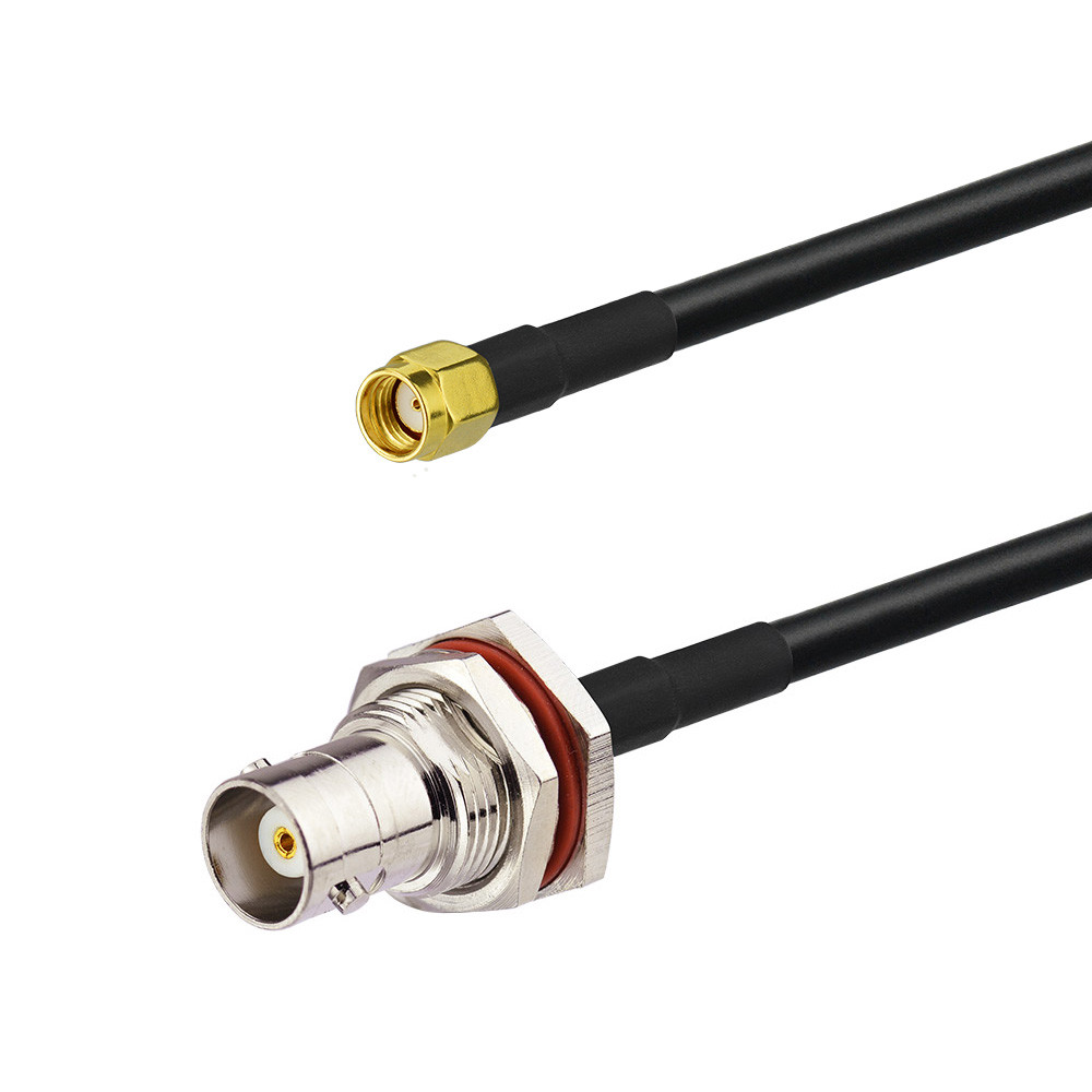 BNC Female Bulkhead to RP-SMA Plug Pigtail Cable ALSR195 1M for Antenna Radio