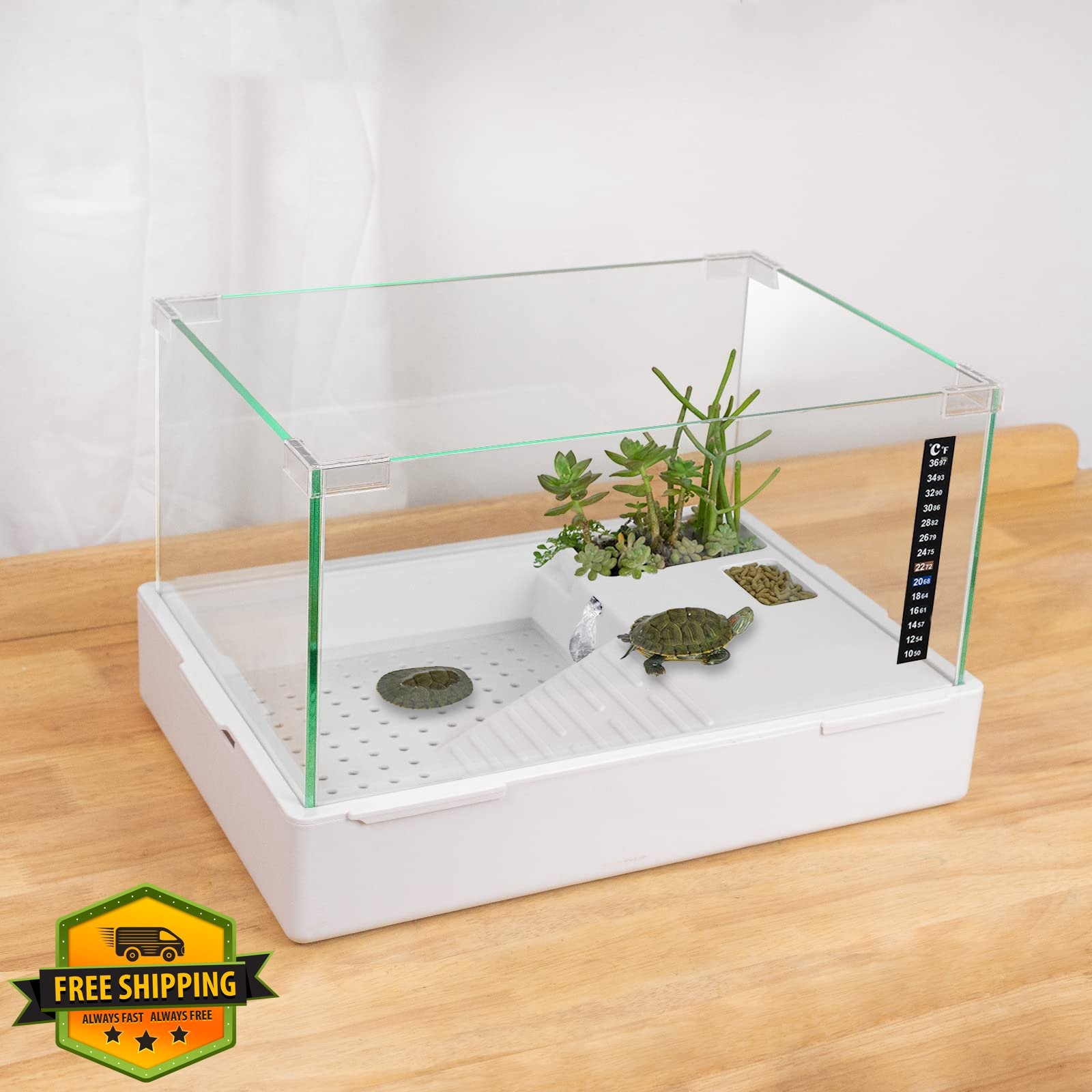 Turtle Tank 15.7x11.8x10" Scratch-Resistant Glass Filter Reptile