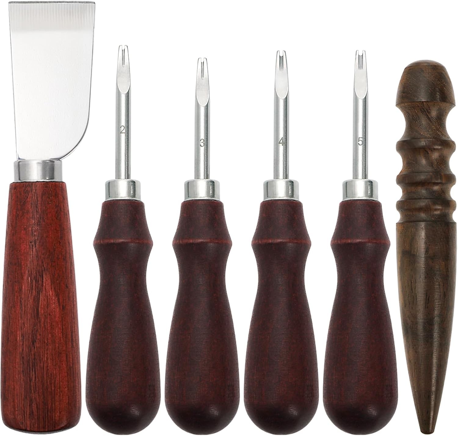 ZEAYEA 6 Piece Leather Knife Set, Including 4 Edge Beveler, 1 Skiving Knife and 