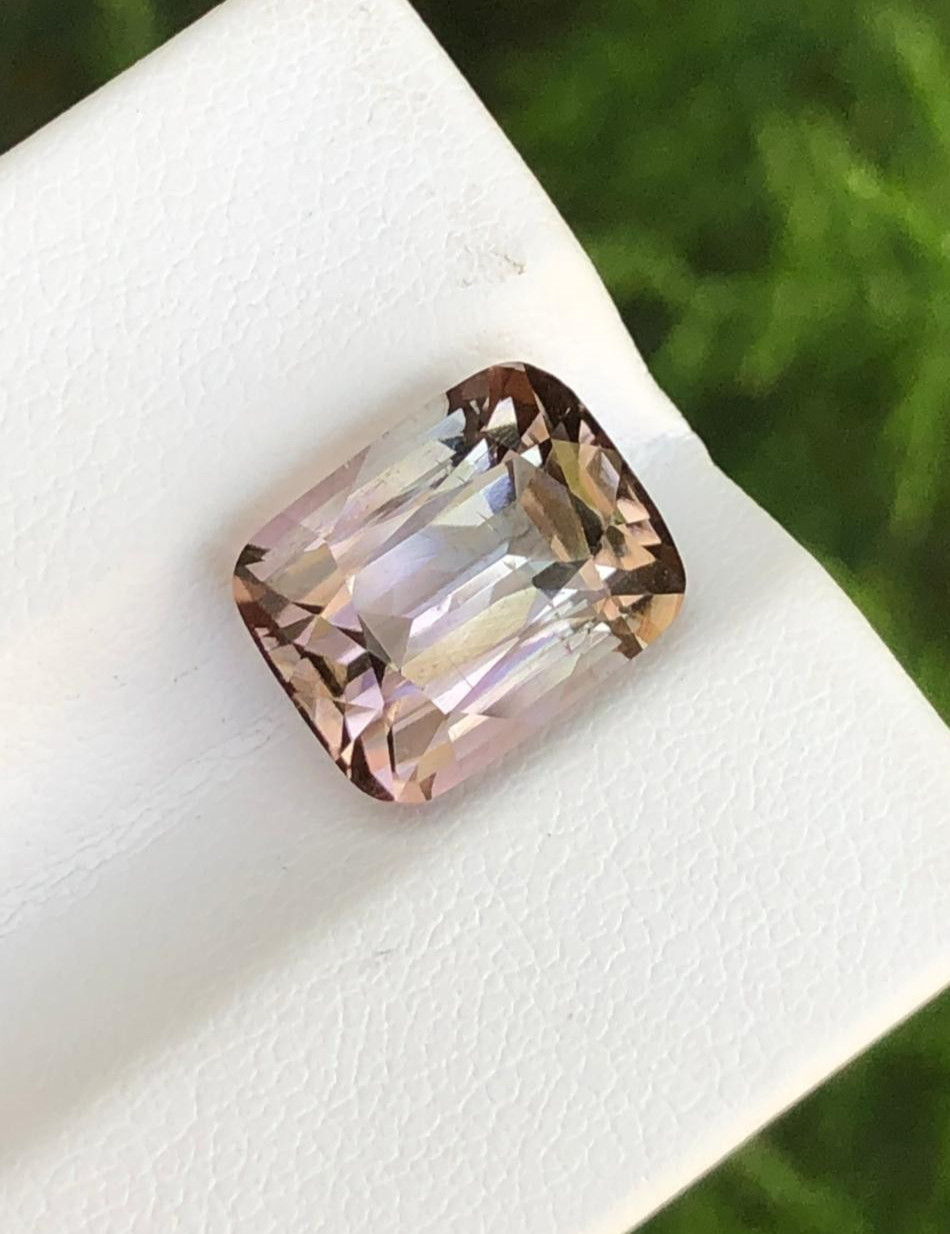 6.85ct Natural Rare Light Champagne Peach Tourmaline Cushion Cut Loose Gemstone