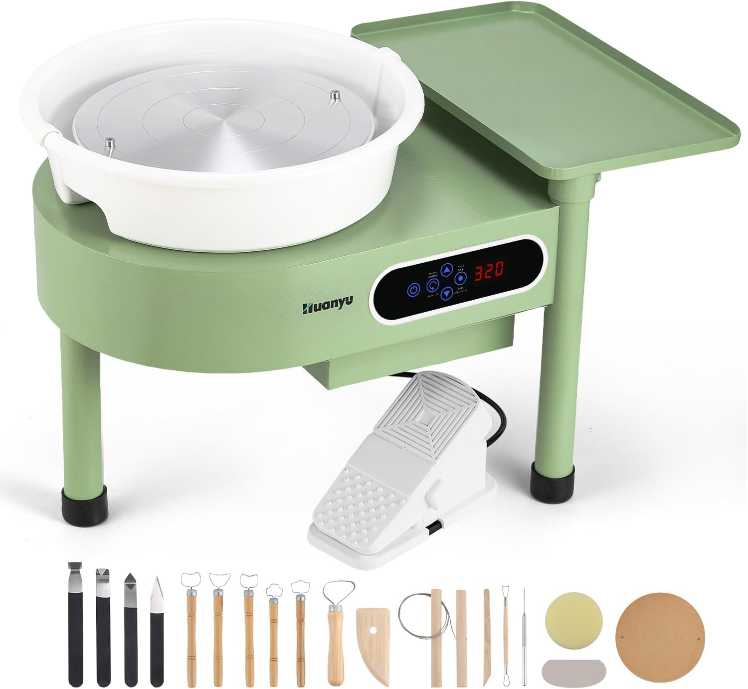 Pottery Wheel Machine 12In with Bat System Detachable Extended Tray, Electric Po