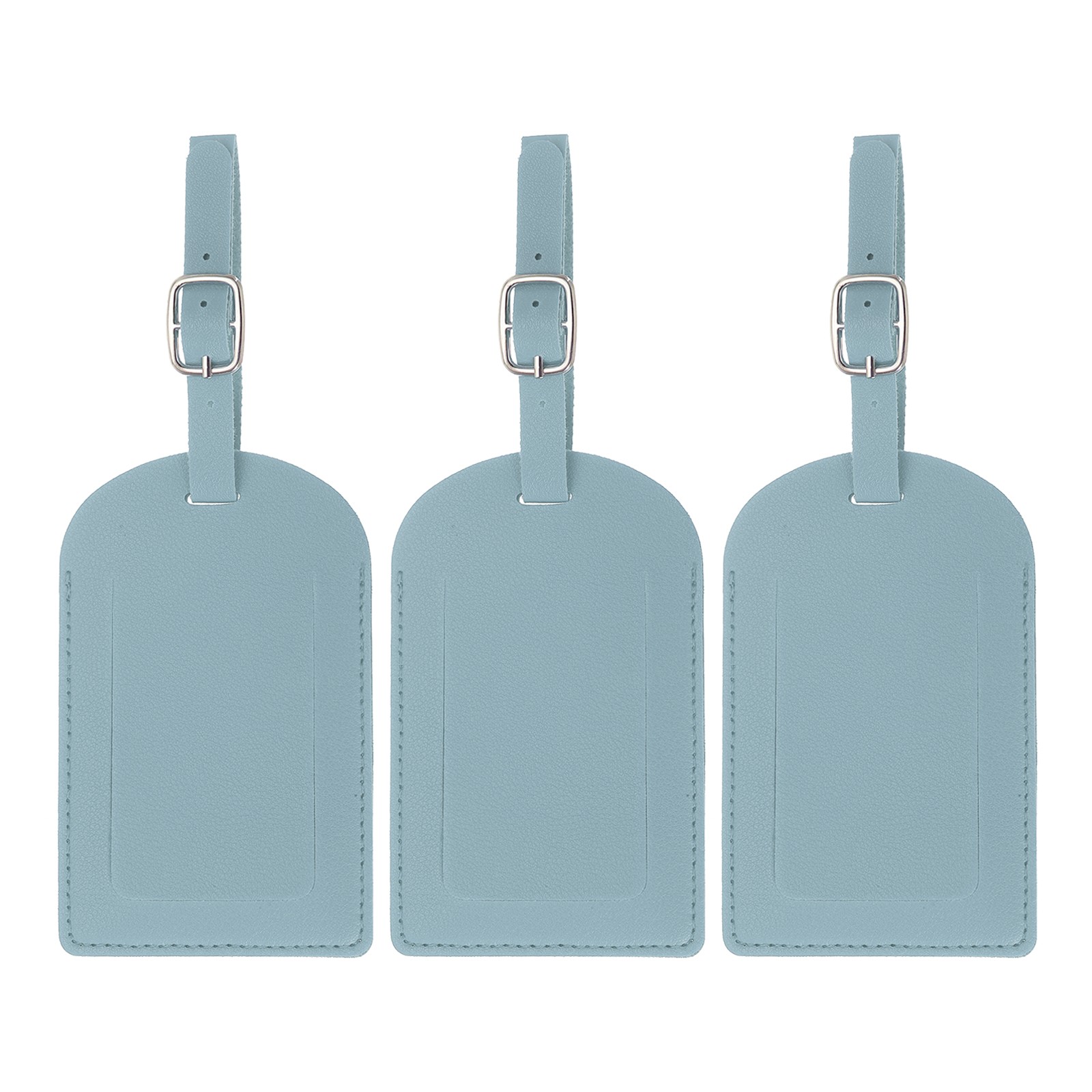 3 Pack Luggage Tags for Suitcases Premium PU Leather Baggage Tags Light Blue