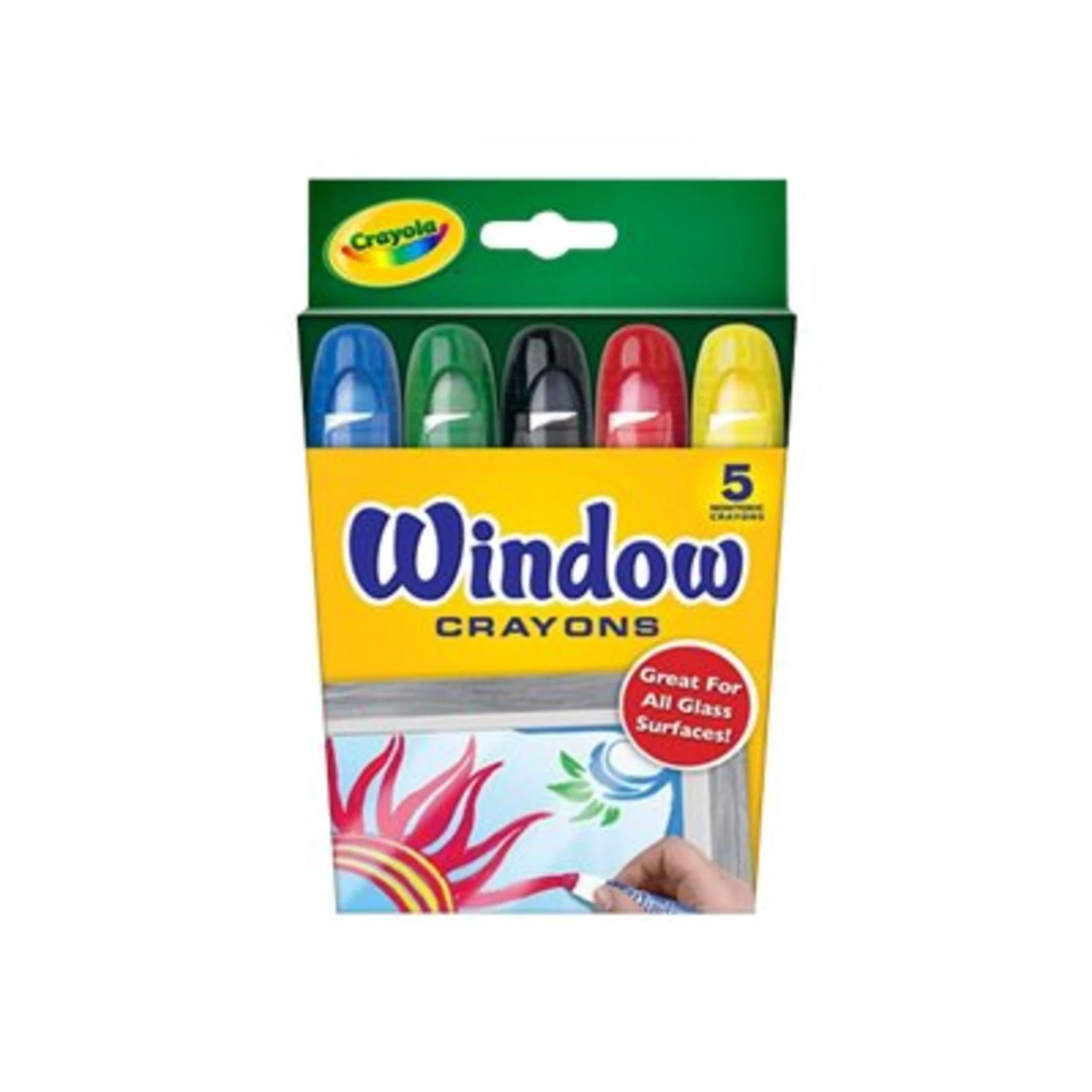 Crayola Washable Window Crayons, Assorted Colors, Box Of 5