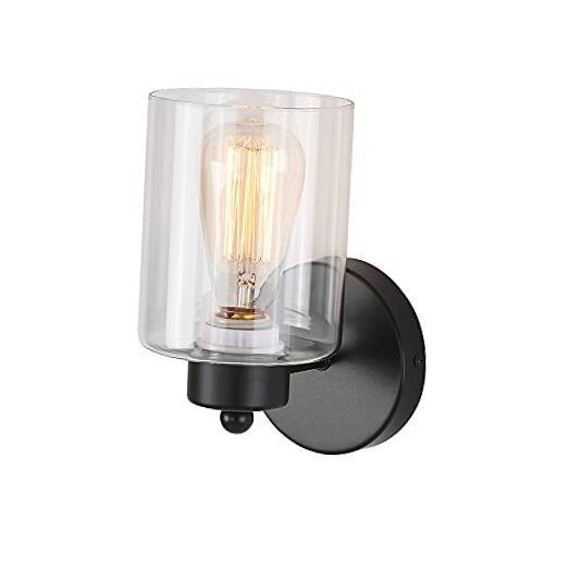 Bathroom Black Vanity Light Matte Black Wall Sconce Vintage with 1 PACK 1-Light