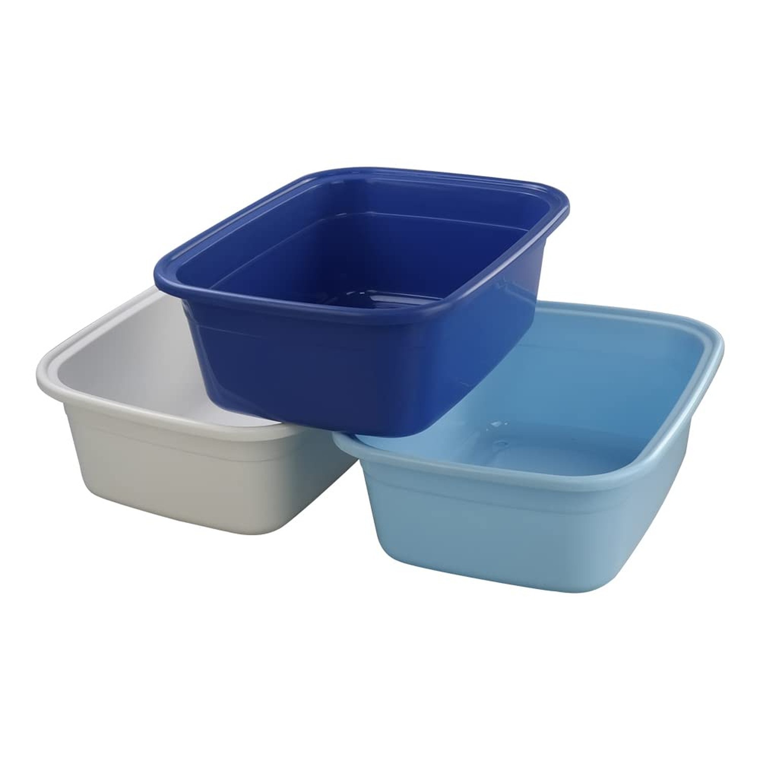 16 Quart Plastic Kitchen Dish Pan Basin Sink, 3 Packs