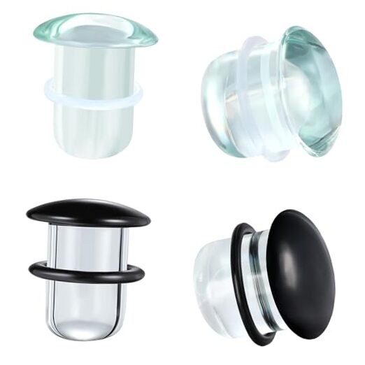 Glass Ear Stretching Kit Single Flare Plugs & Rubber Rings Unique 1mm 21mm