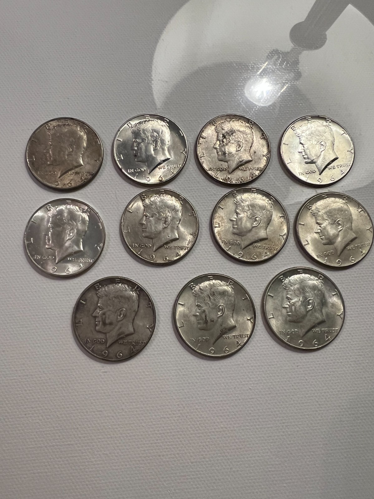 Kennedy half dollars 1964 silver lot of 11 coins for spot silver price