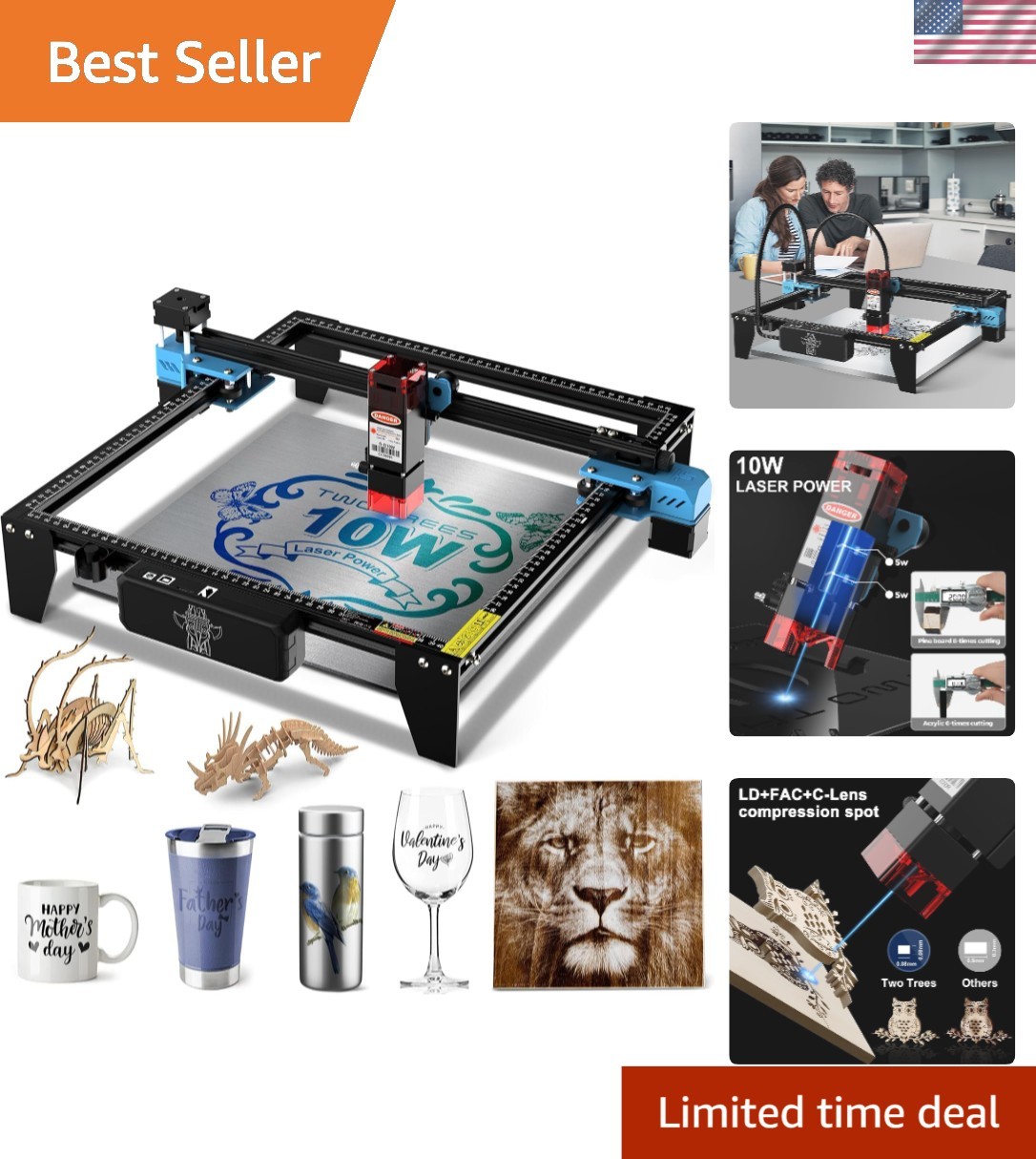 High Precision Laser Engraver for DIY Projects - Compact & Powerful 10W Machine