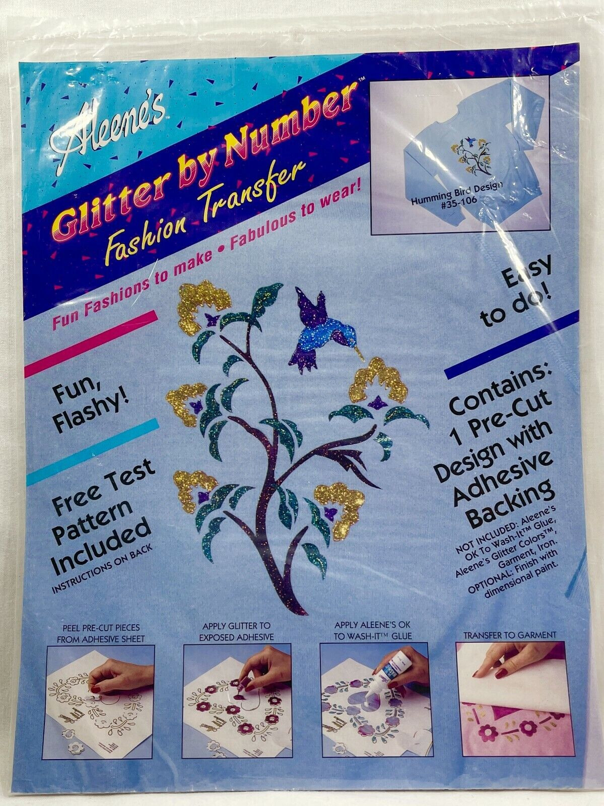 NEW Aleenes Hummingbird 35106 Iron-On Glitter By Number Fashion Transfer 10510