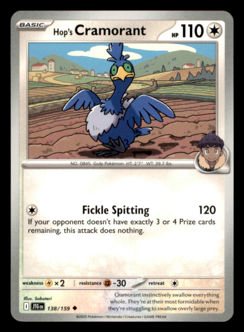 Hop's Cramorant Uncommon SV09: Journey Together 138/159 NM Normal Pokemon