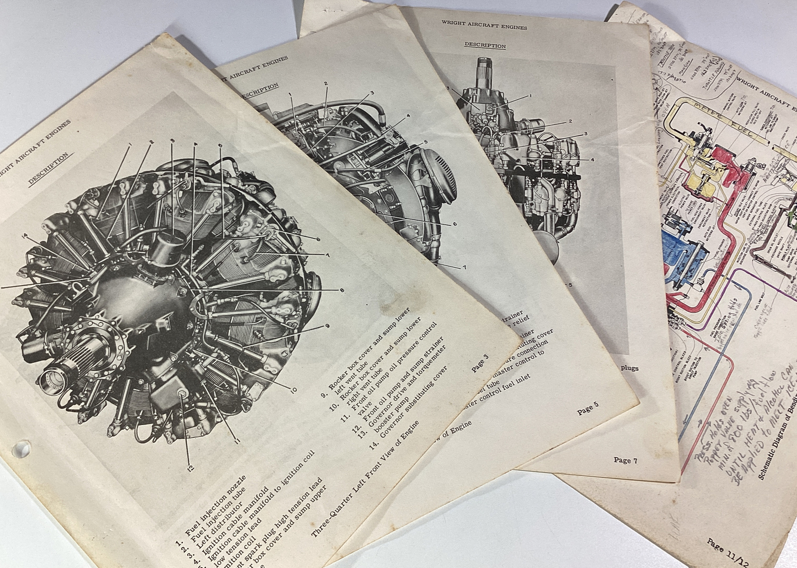 Wright Aircraft Engines Diagrams Systems Info Mid 1900s Notes