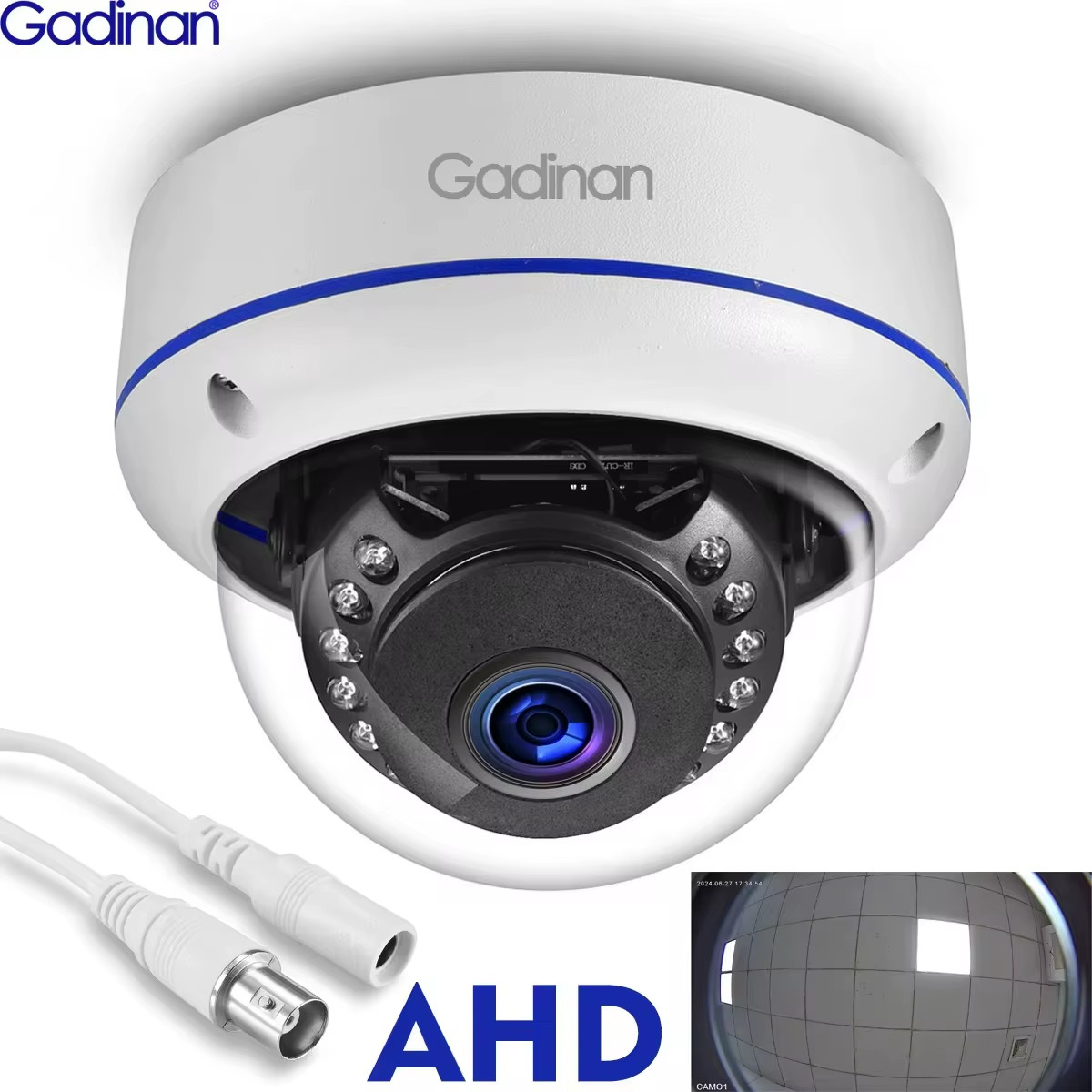 Gadinan CCTV 5MP AHD Camera 150 Degree Fisheye Lens Dome 1080P(2MP) IR Night Vis