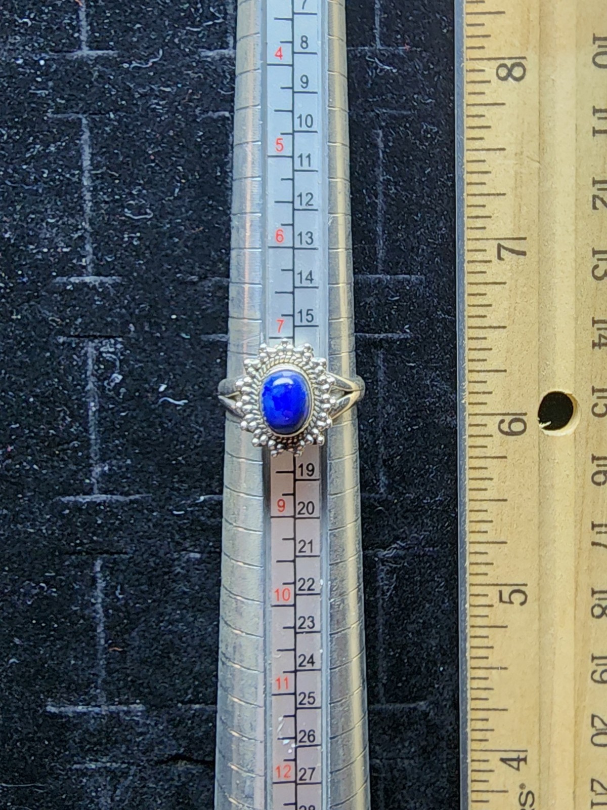 Vintage Sterling Silver Ring Lapis Lazuli Size 8 Marked/Tested+