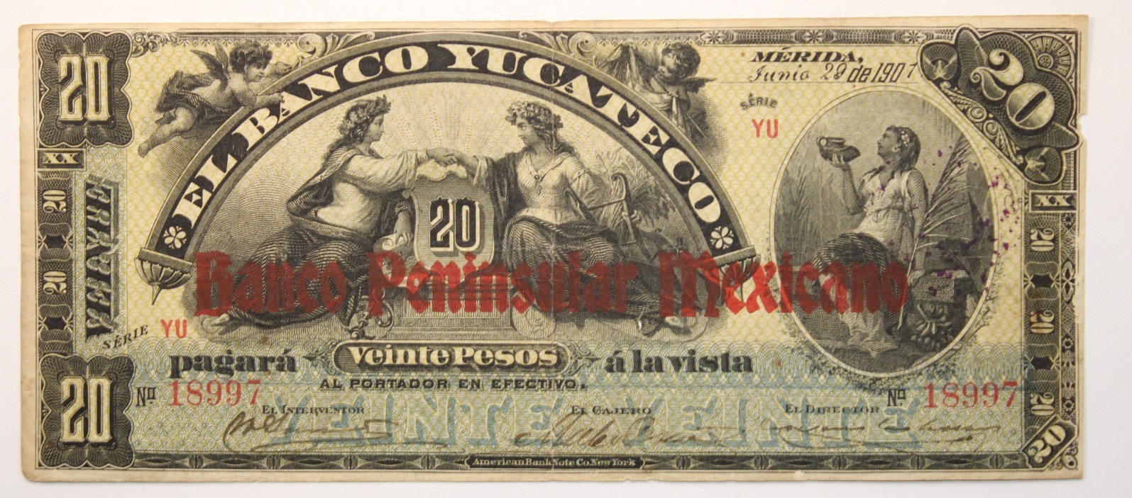 Mexico, 20 Pesos, Banco Peninsular Mexicano, No Date, No Series,   #0488