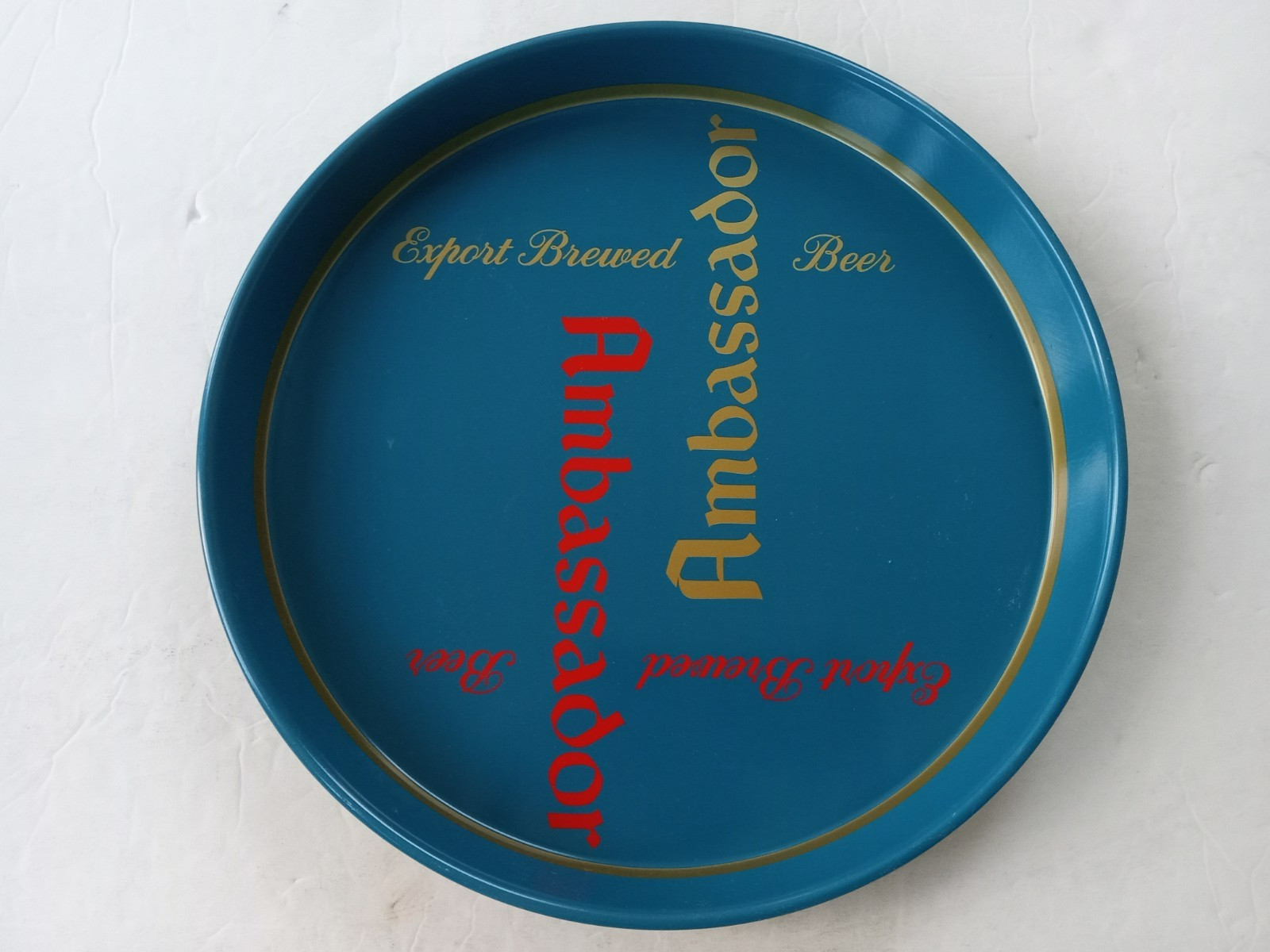 AMBASSADOR Beer Tray Export Brewed 12" Metal G. KRUEGER Brewing Co. NEWARK NJ