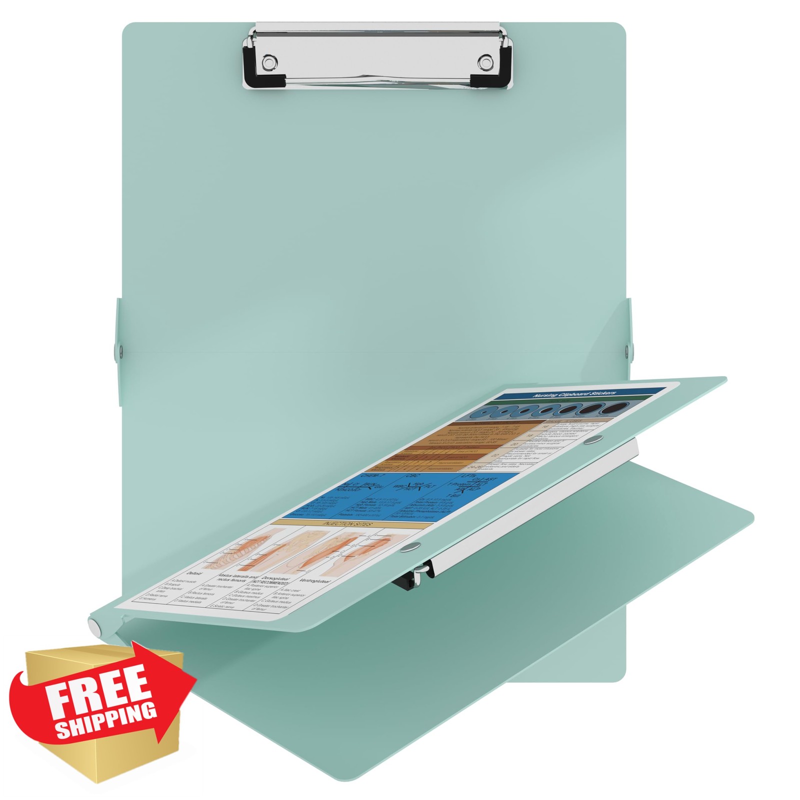Mint Aluminum Foldable Nurse Clipboard Medical Cheat Sheets Organizer