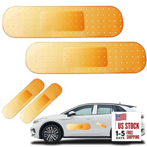 4 Pcs Funny Car Bandaid Stickers(Orange, 2 Large+2 Small), 24"/10" Bandaid Car 