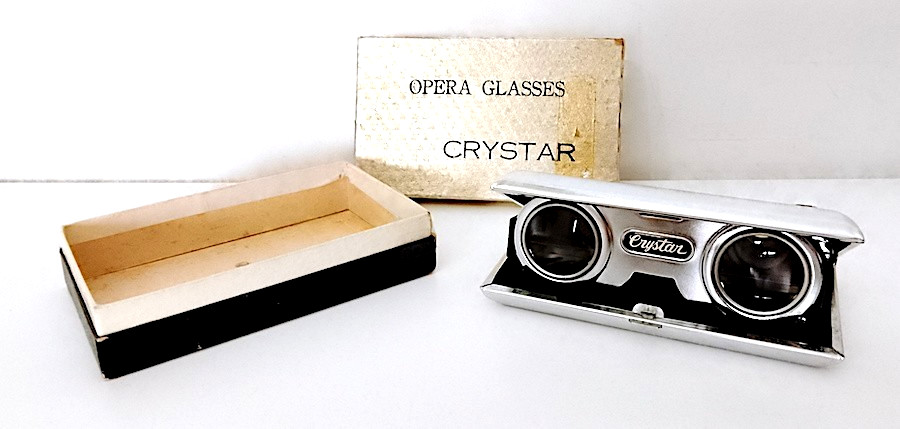 OPERA GLASSES 60s Crystar Japan Theatre Pocket Binoculars Stylish Boxed