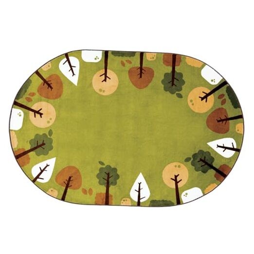  33766 KIDSoft Tranquil Trees Classroom Nursery Kids Room Rug 6ft X 9ft Oval 