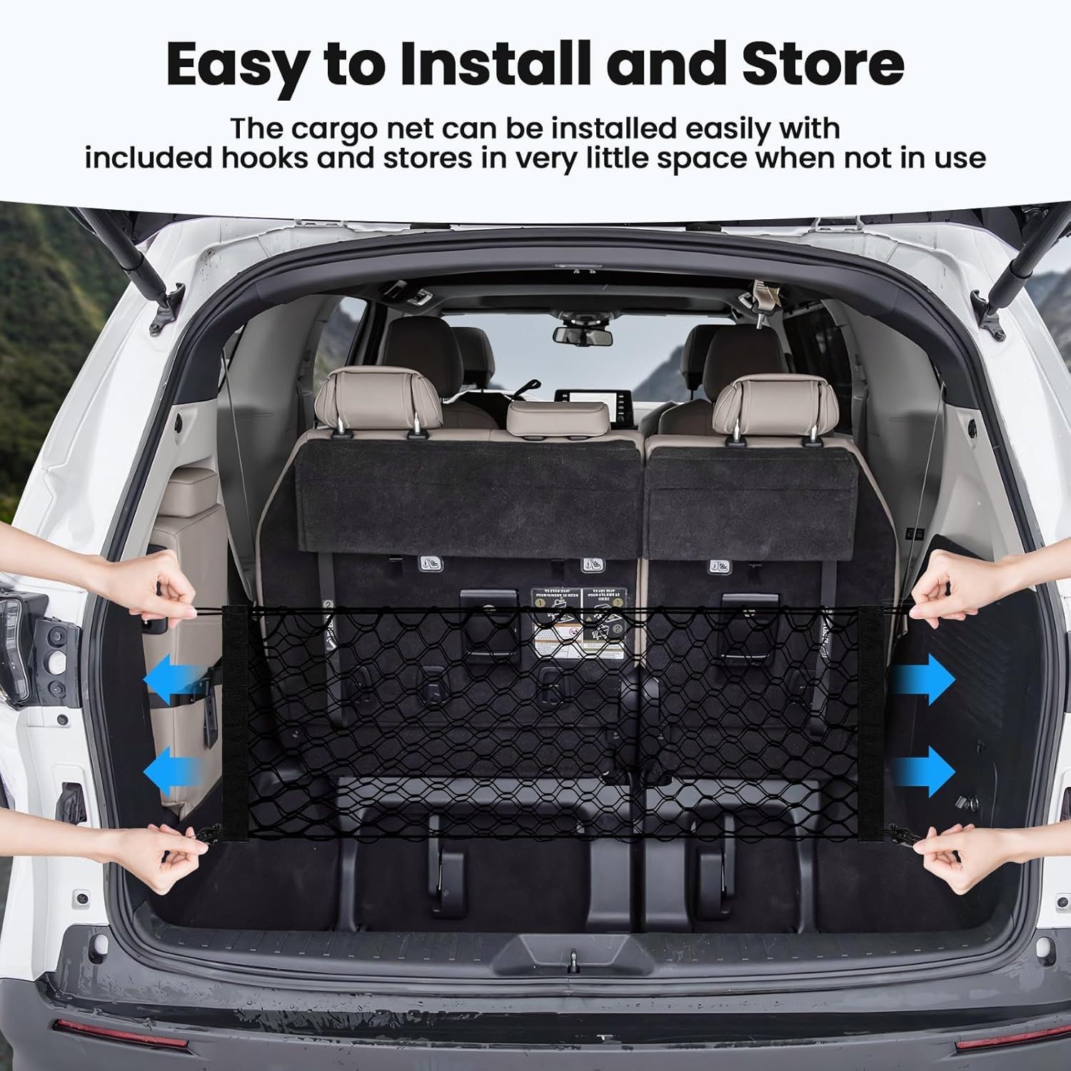 Trunk Cargo Net for Toyota Sienna 2021-2024 2025 Accessories Envelope Style Mesh