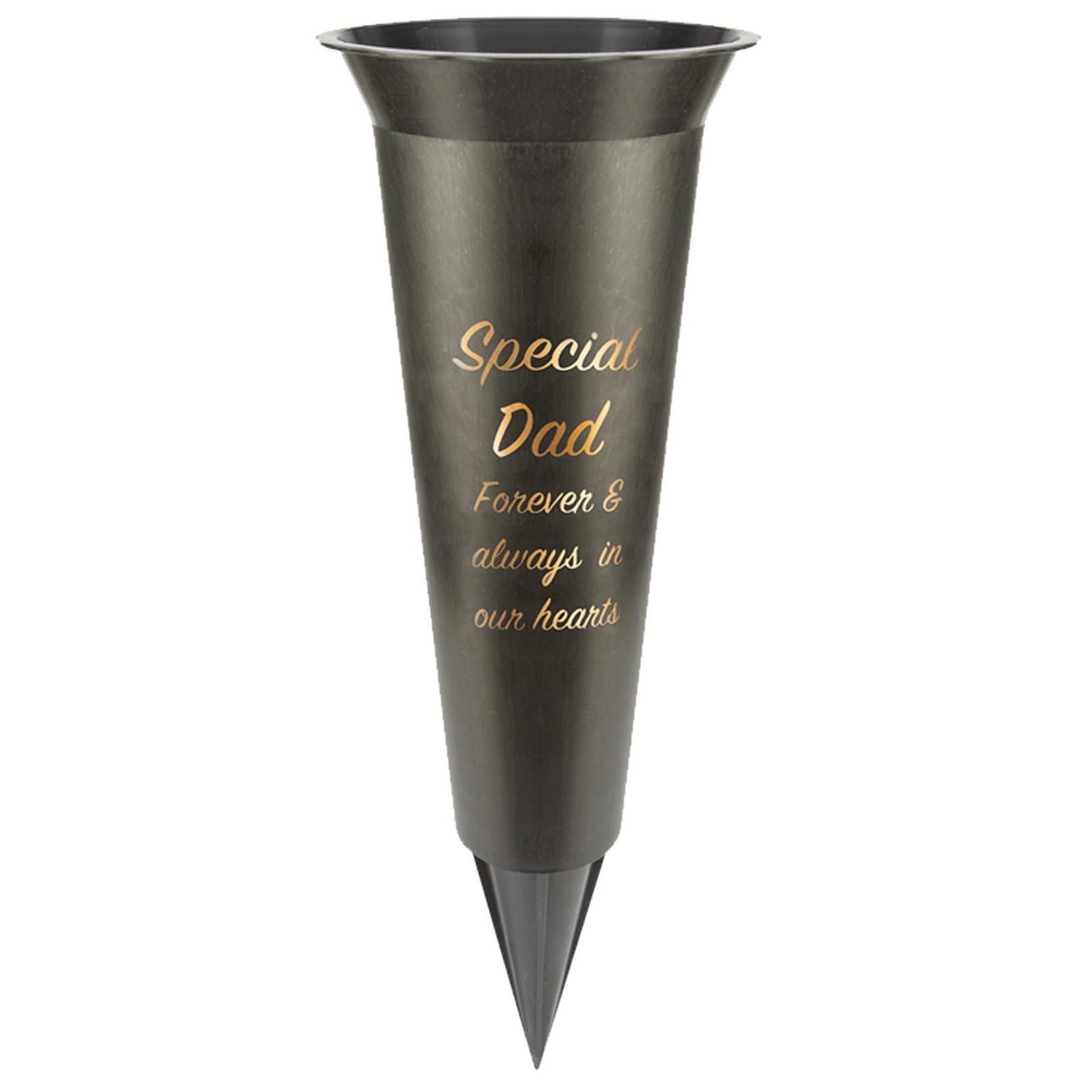 Black Graveside Memorial Flower Spiked Vase with Wavy Edge - Special Dad