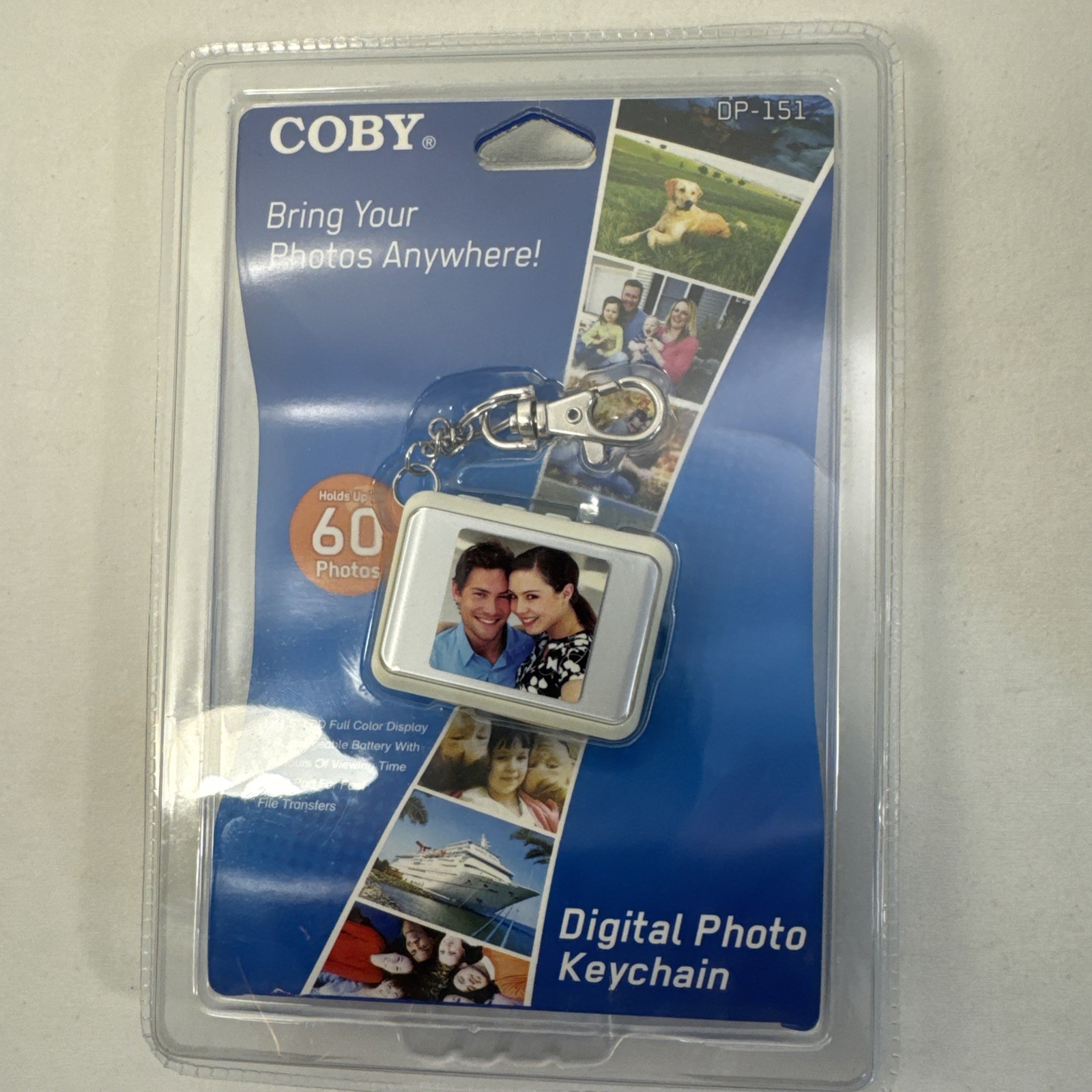 COBY 1.5" DP-151 Digital Photo Album Keychain Holds 60 Pictures USB New Sealed 