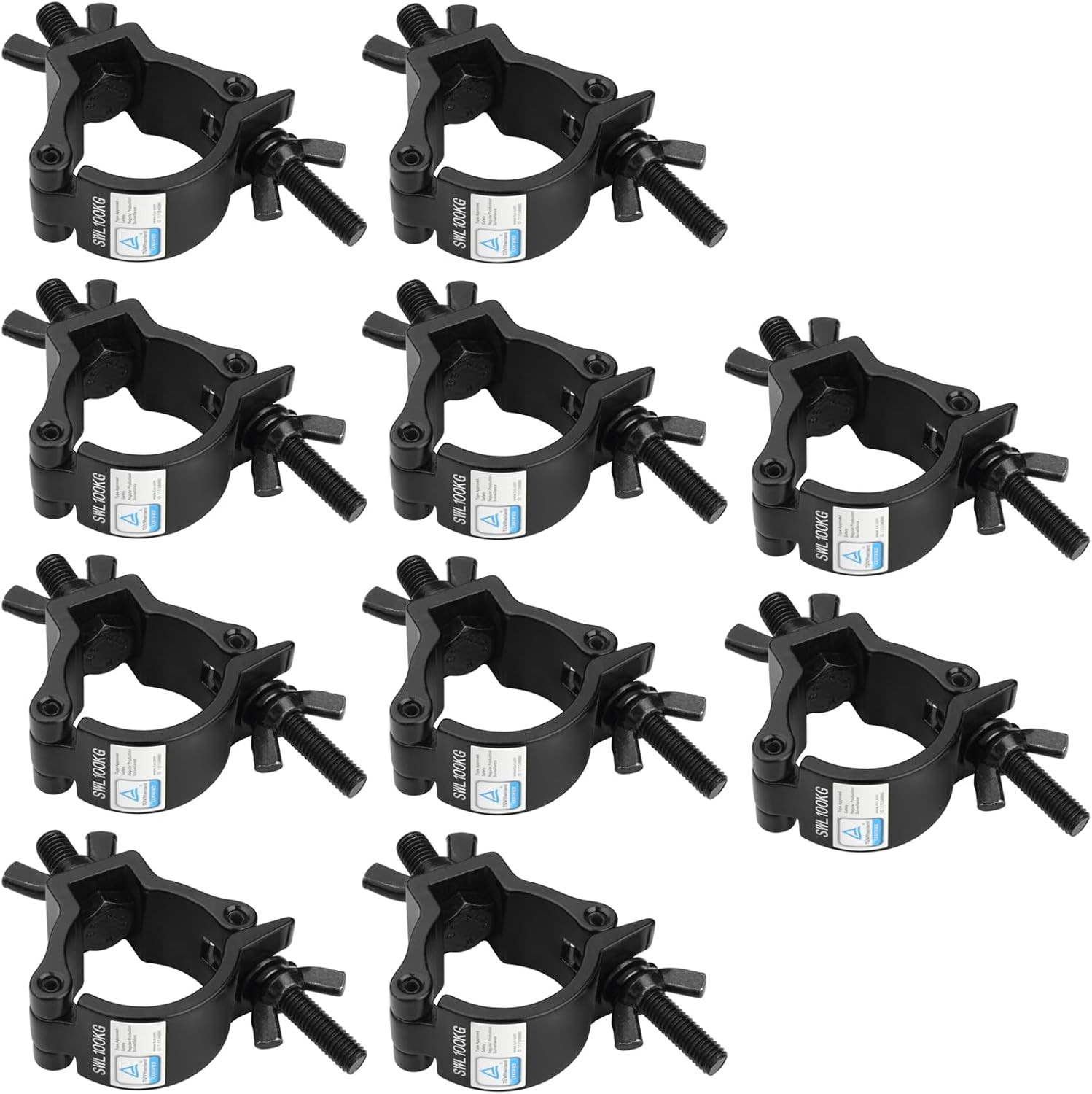 GBGS 10 Pack Black Truss Clamps,Aluminum Alloy DJ Light Clamp,Fits O.D. 2 Inch T