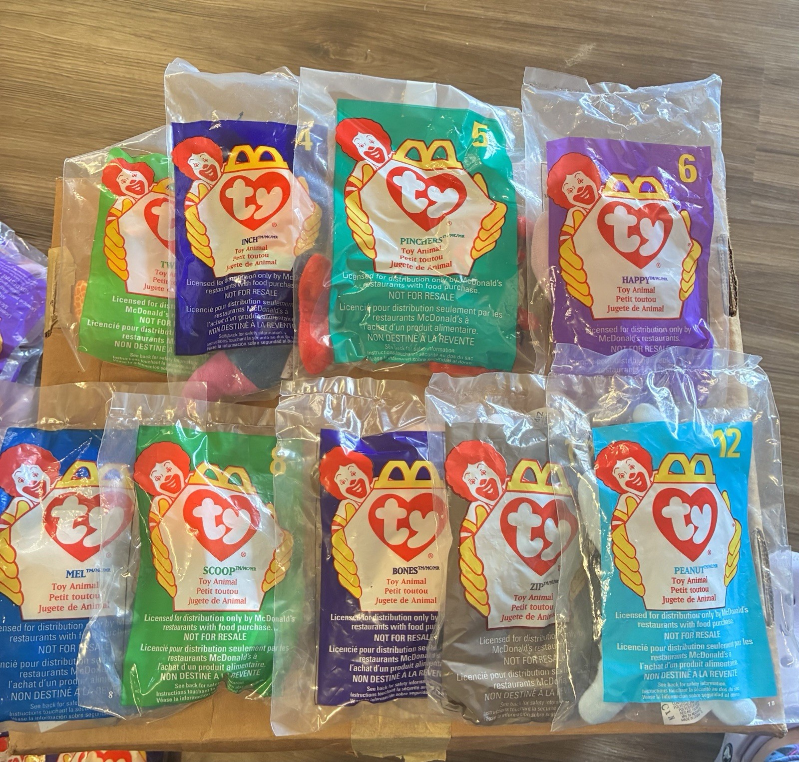 Ty Teenie Beanie Babies 1998 McDonald's Happy Meal Collectible 9 Piece Set