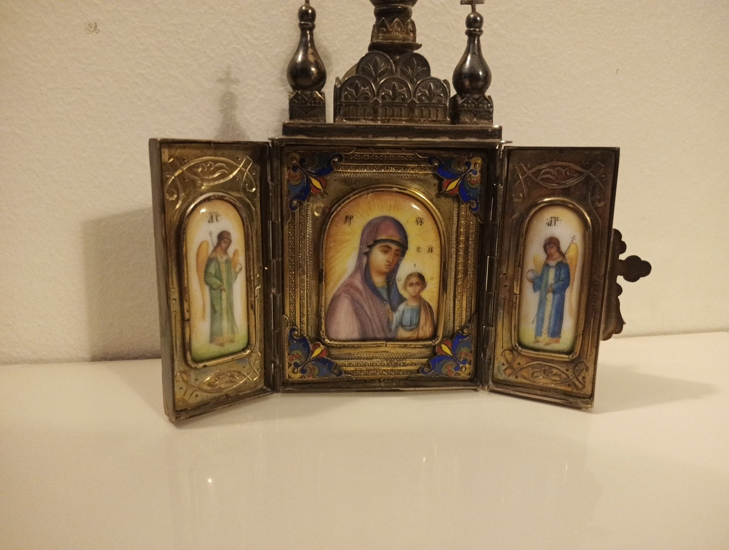 Antique Russian Silver Travel Icon