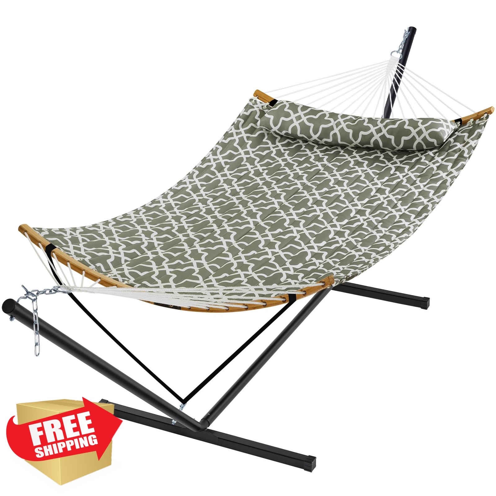 SUPERJARE Hammock Stand 2 Person Grey White Flower Indoor Outdoor