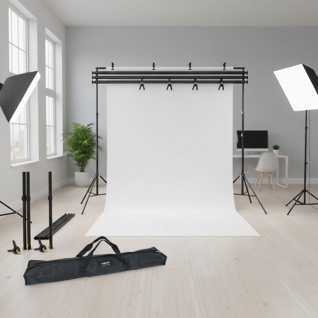 10x6.5ft Adjustable Backdrop Support Stand Kit with Carrying Bag for Photography