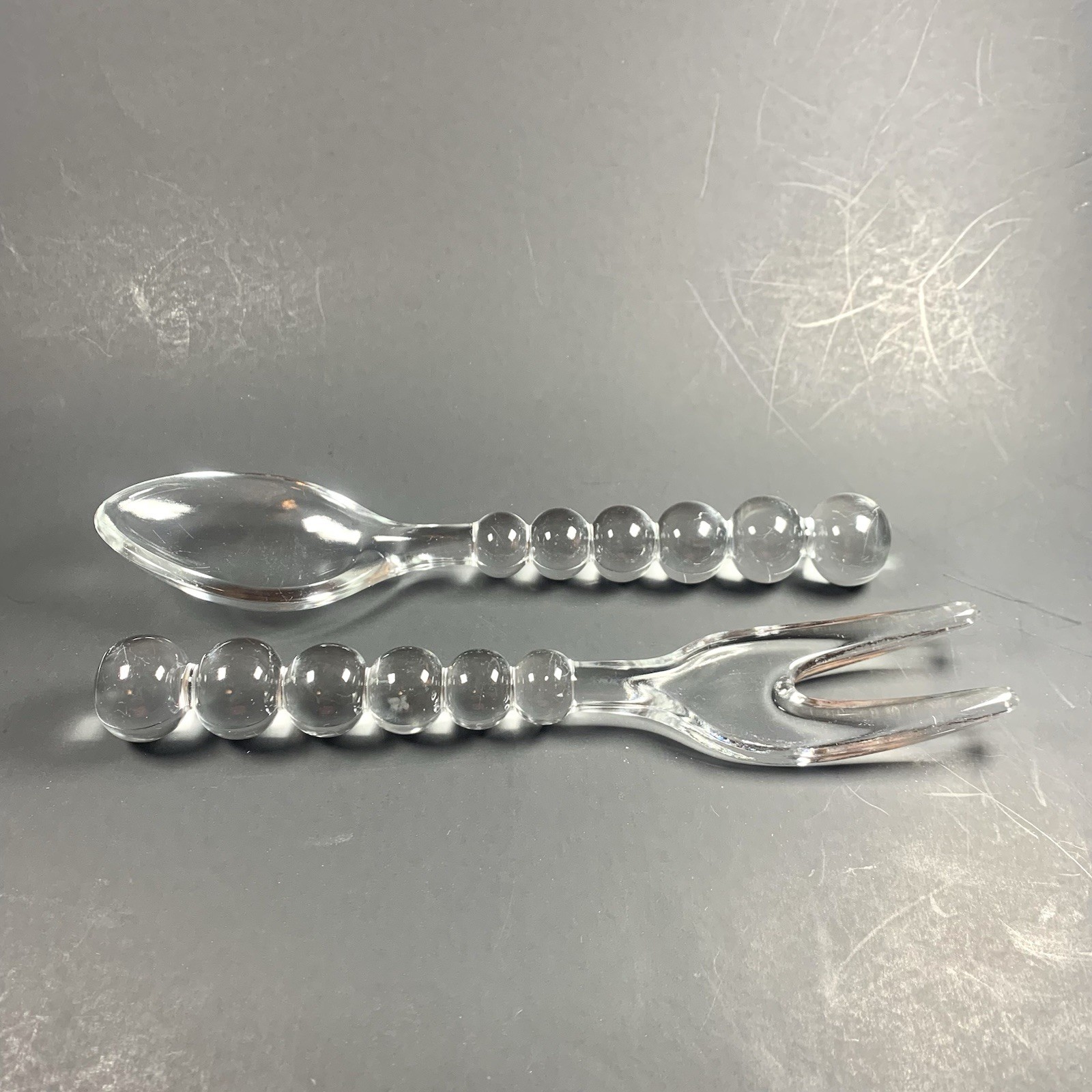 VTG Estate Imperial Candlewick Glass Fork Spoon Salad Set 400/75 READ