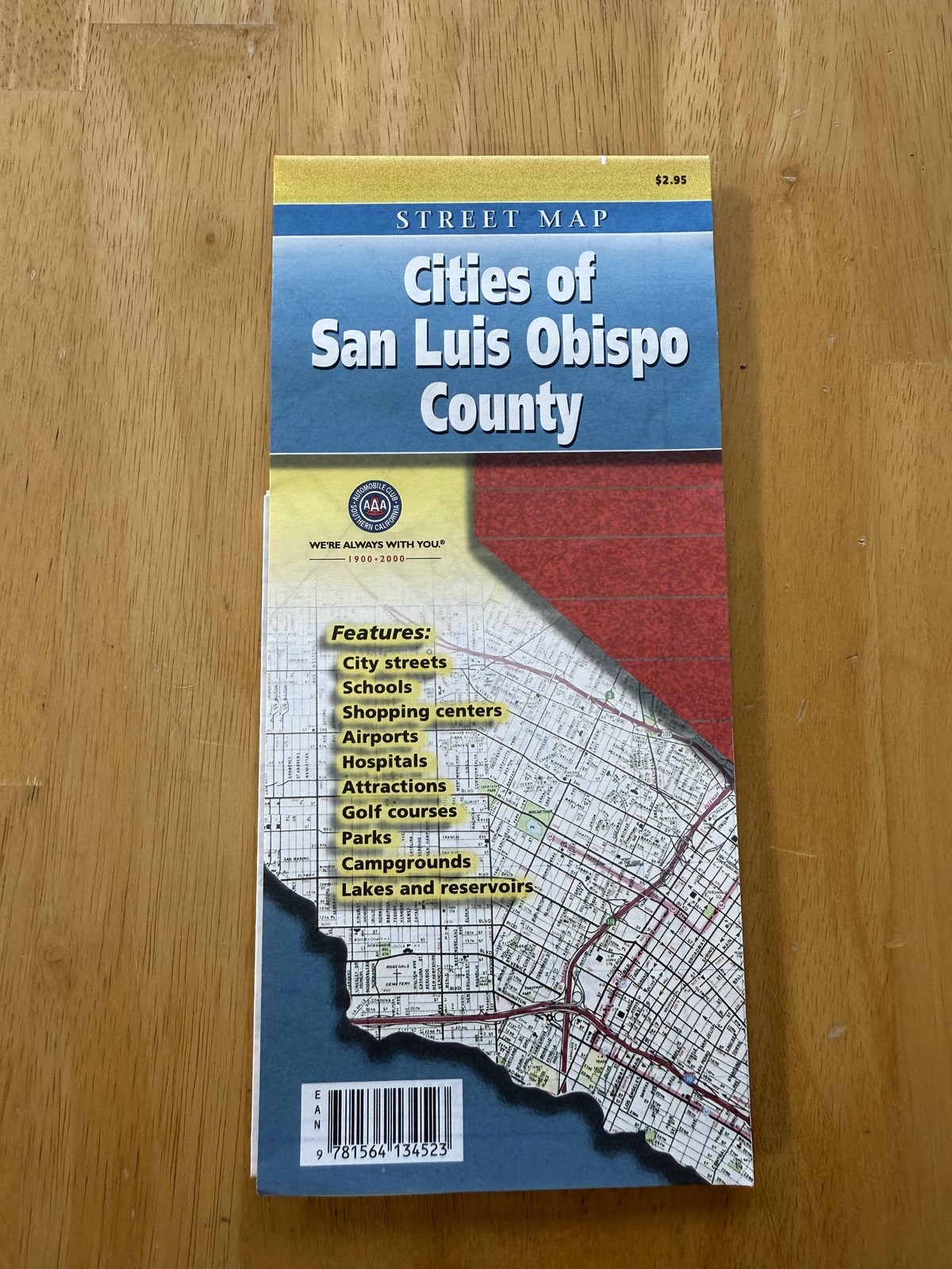 Vintage 1997 AAA Cities Of San Luis Obispo County Street Map California Folded
