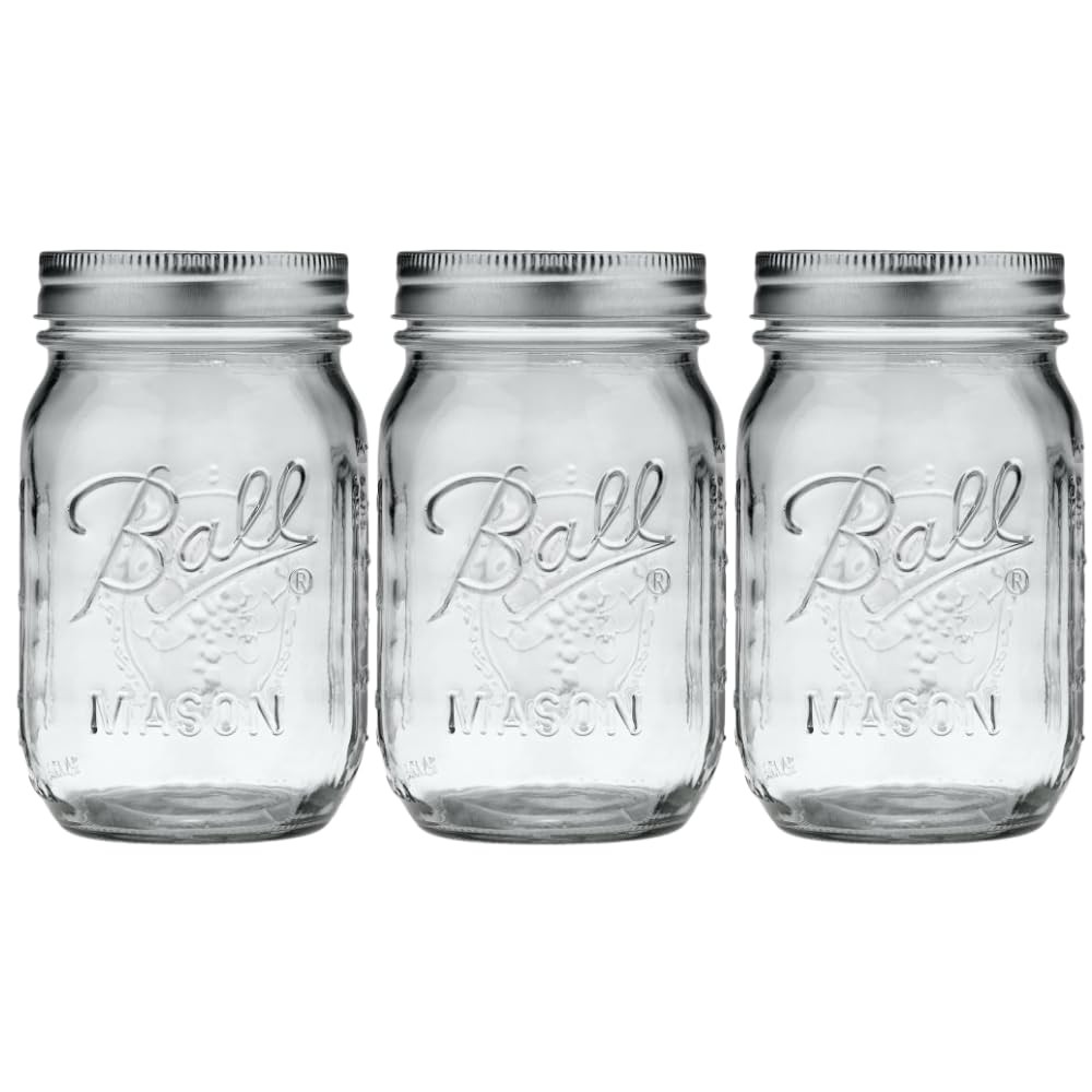 Glass Mason Jars Pint Size 16 Ounce Pack Ball Regular Mouth