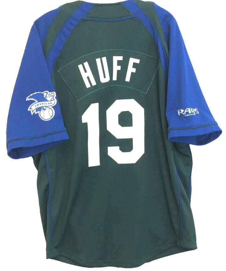 Aubrey Huff #19 Tampa Bay Rays Vintage 90s MLB Sewn Green Blue Nike Jersey M