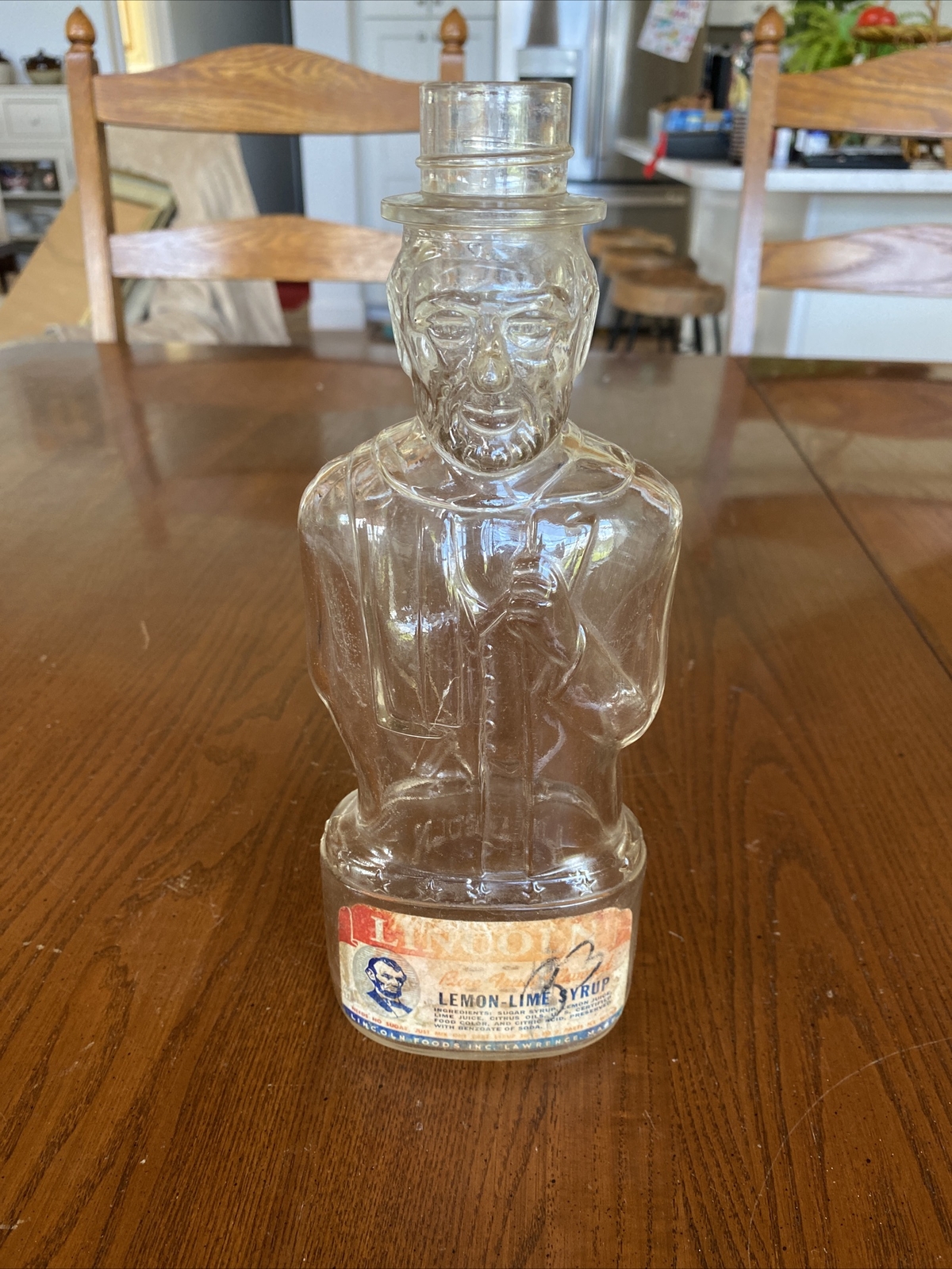 Vtg 1952 LINCOLN BOTTLE BANK LAWRENCE MASS LINCOLN FOODS INC Lemon-Lime Syrup