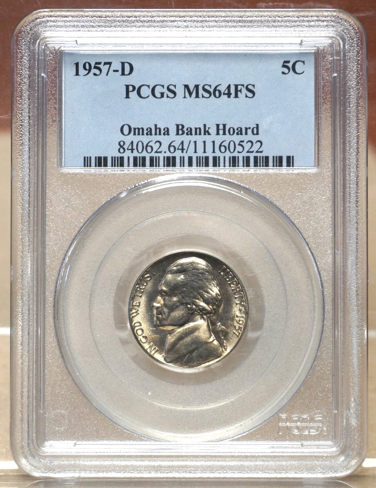 1957-D JEFFERSON NICKEL PCGS MS64FS FULL STEPS 160522 - OMAHA BANK HOARD