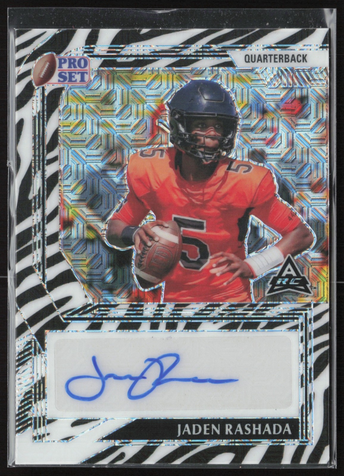 2022 Pro Set Metal Jaden Rashada Mojo Zebra /5 #PA-JR4 Auto Miami Hurricanes