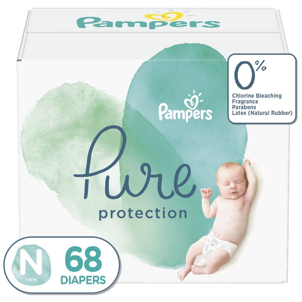 Newborn Disposable Baby Diapers Hypoallergenic Unscented 68 Count Pampers Pure