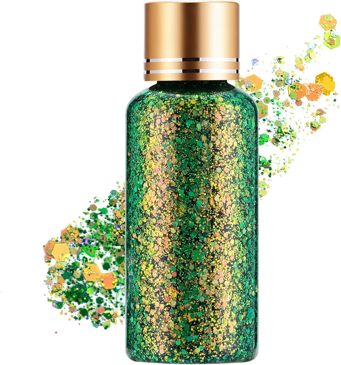 Green Gold Face Body Hair Glitter Gel for St. Patrick'S Day Mardi Gras Festival 