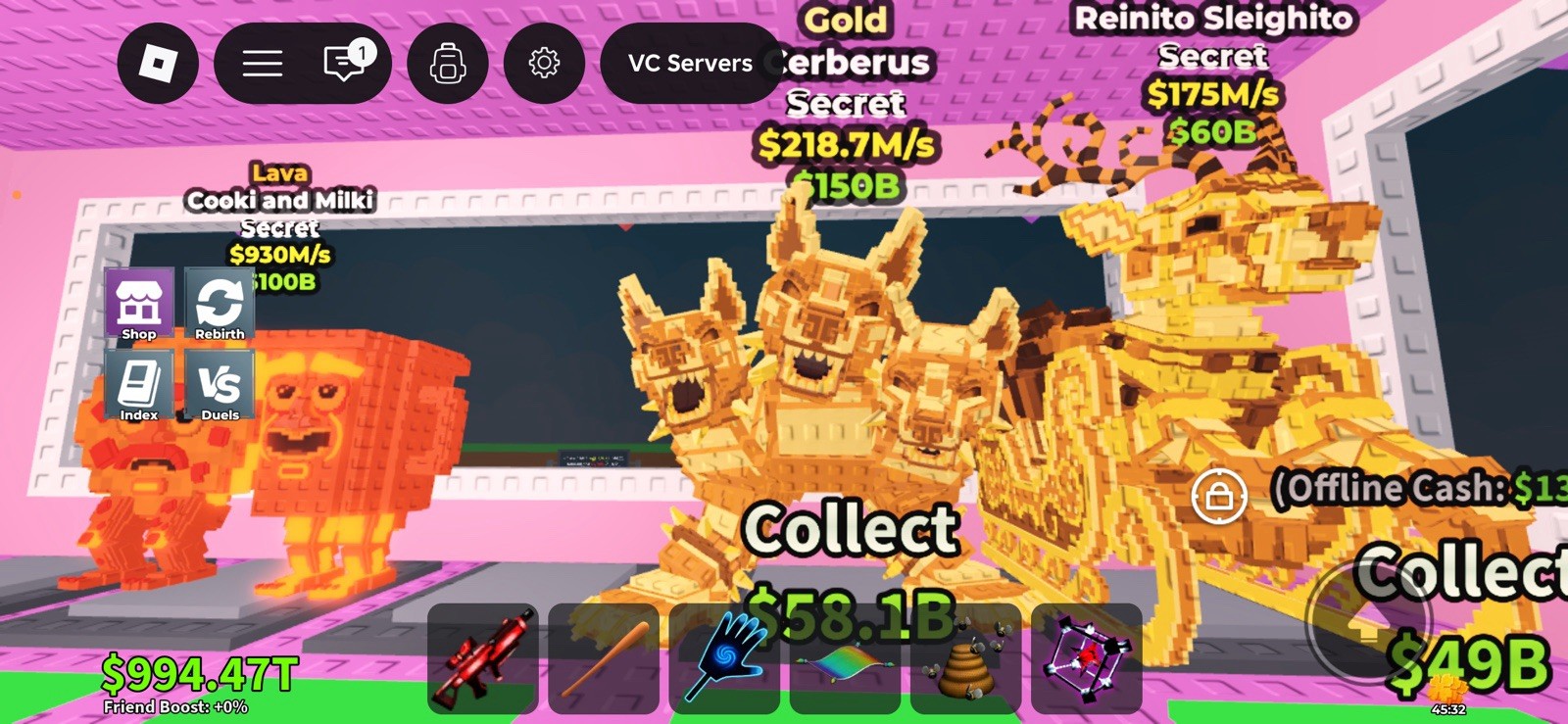 VC Servers Secret Gold Cerberus, Lava Cooki & Milki, Reinito Sleighito Game Item