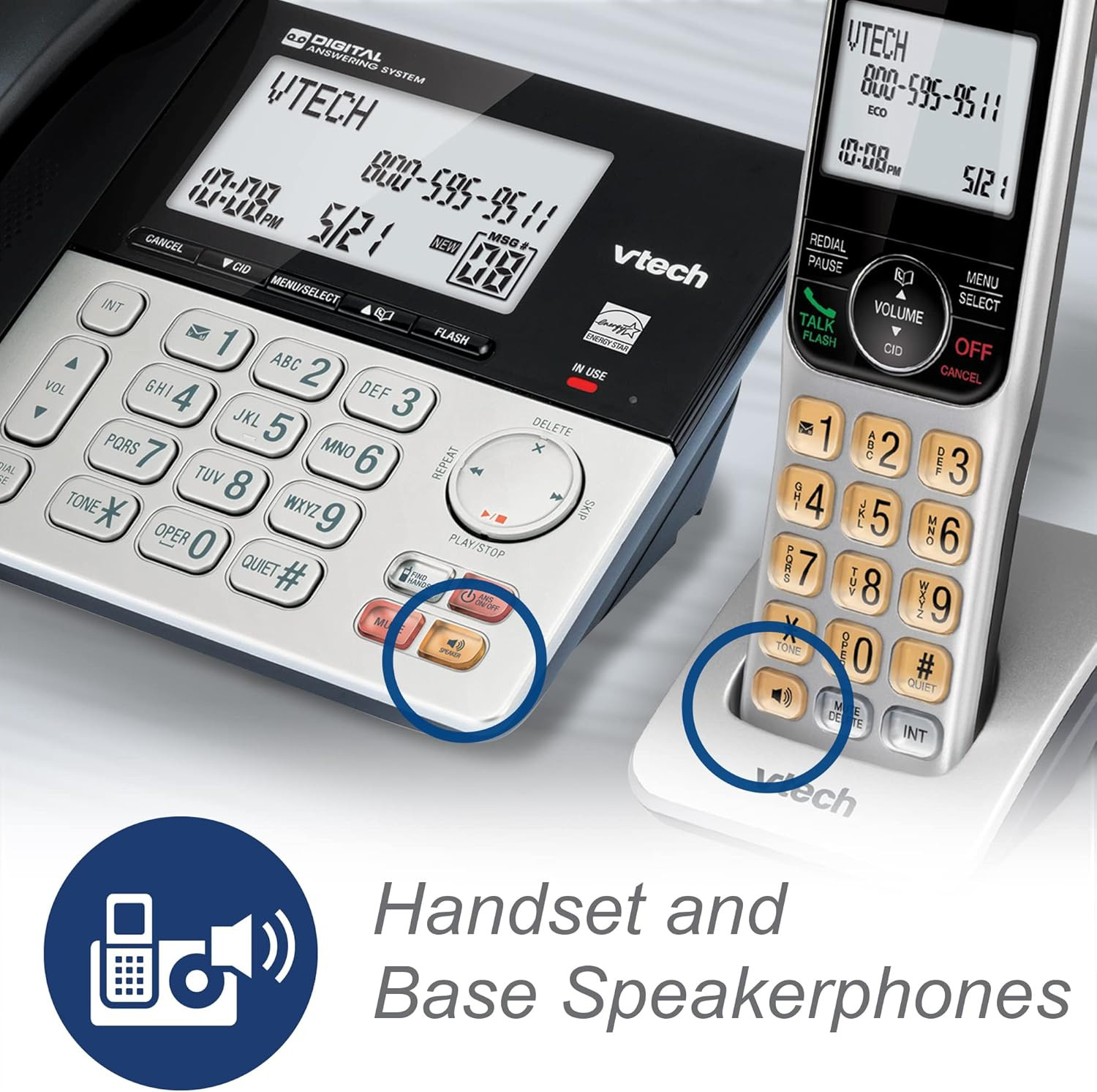 VG208 DECT 6.0 Corded/Cordless Phone for Home with Answering Machine, Call Bl...