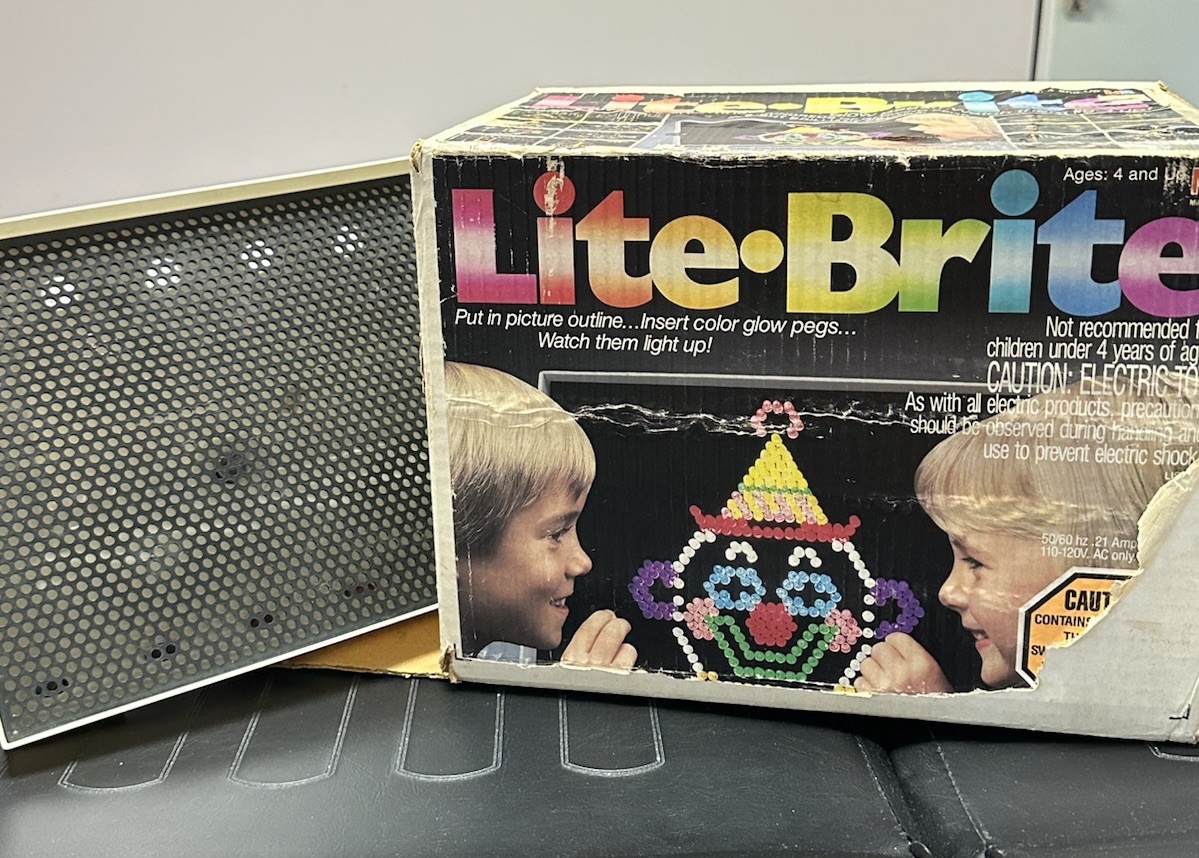 Vintage 1980s  Lite-Brite Hasbro Toy Working Light Box W/pegs Original Box Retro