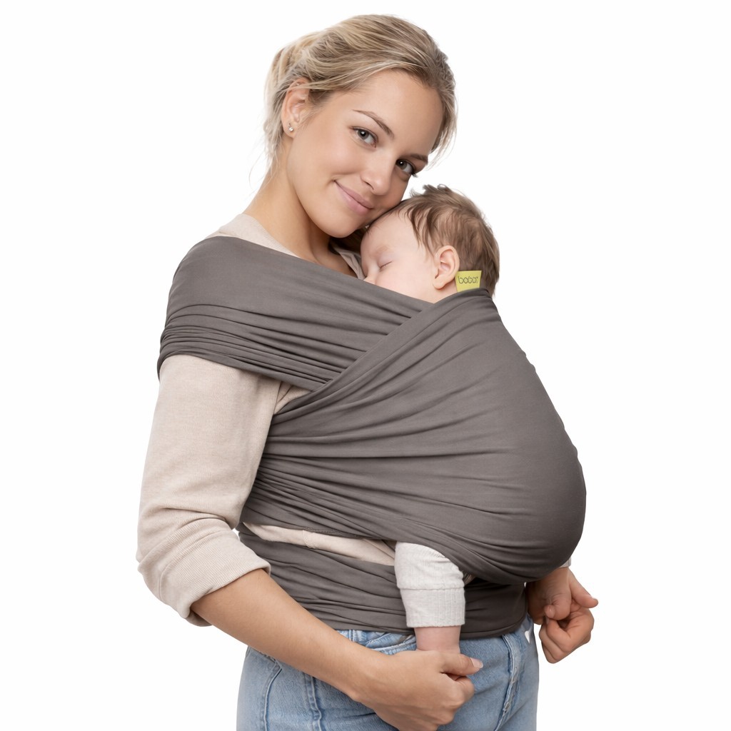 Boba Baby Wrap Carrier – Original Soft Stretch Sling | Grey | Newborn to Toddler