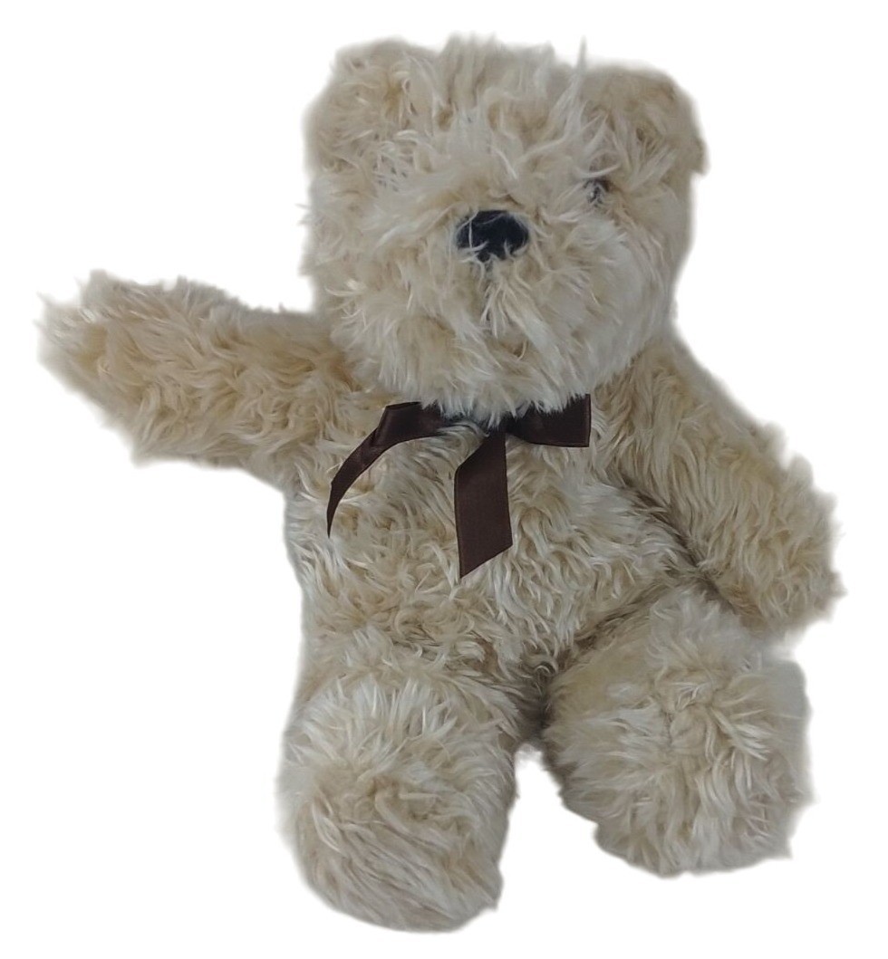 Midwestern Home Products Teddy Bear Plush Cream W/Brown Bow 13" Stuffed Animal